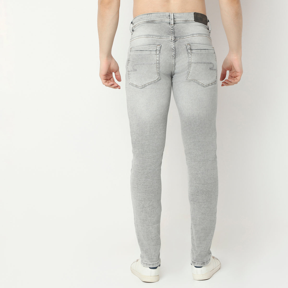 Skinny Fit Ice Washed Bleached Jeans