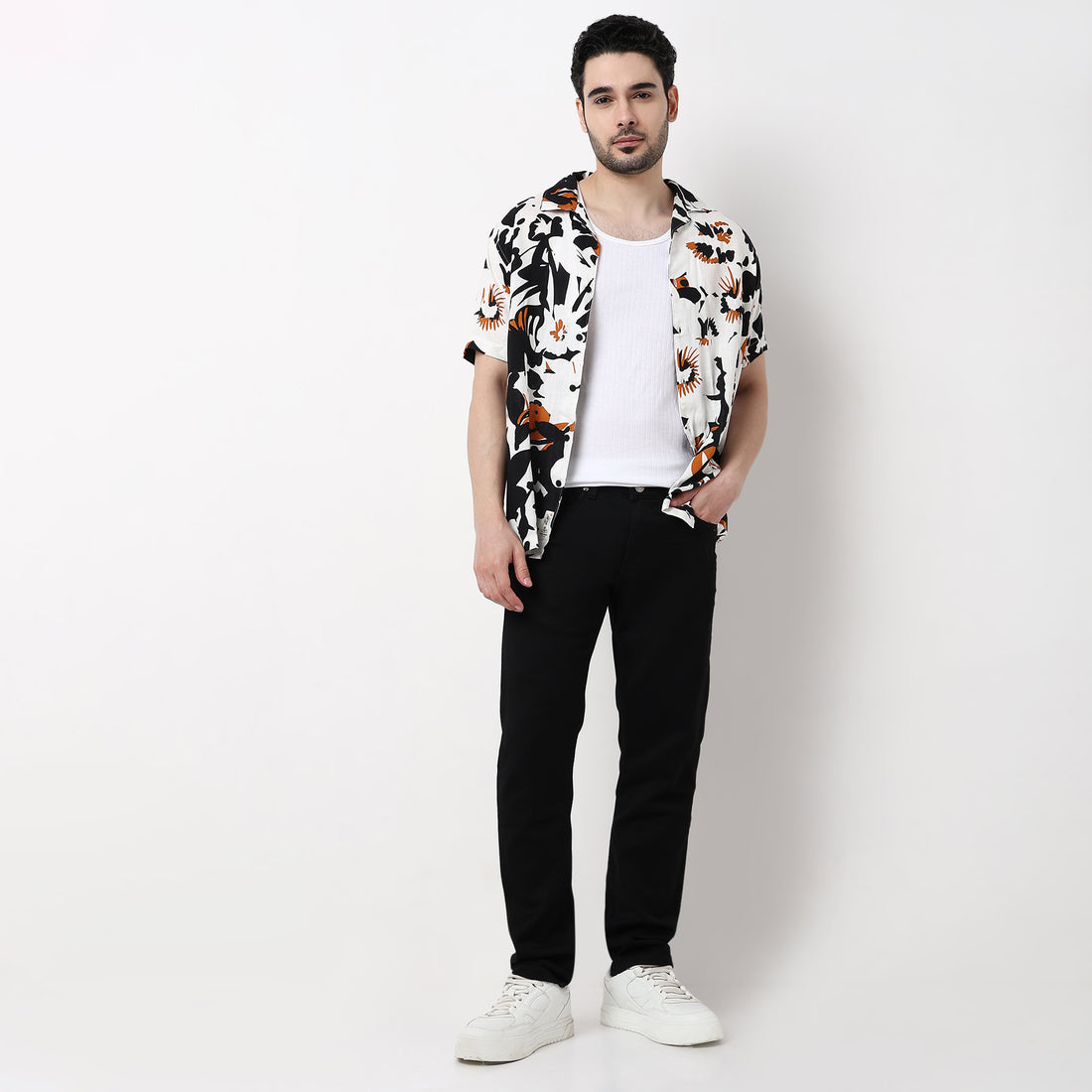 Straight Fit Solid Jeans