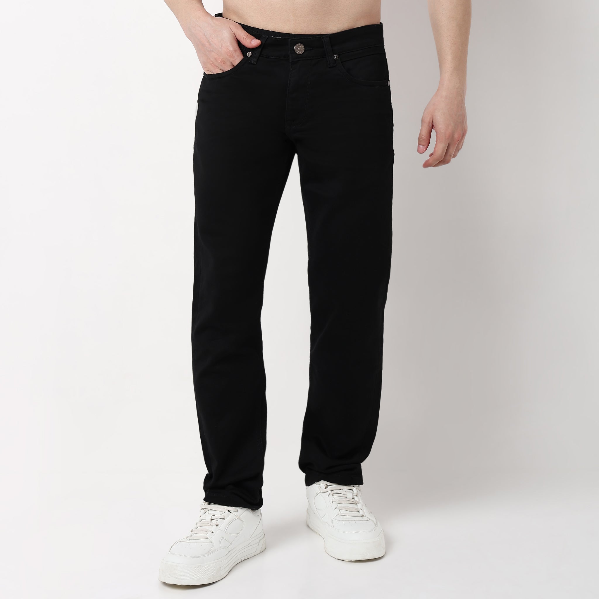 Straight Fit Solid Jeans