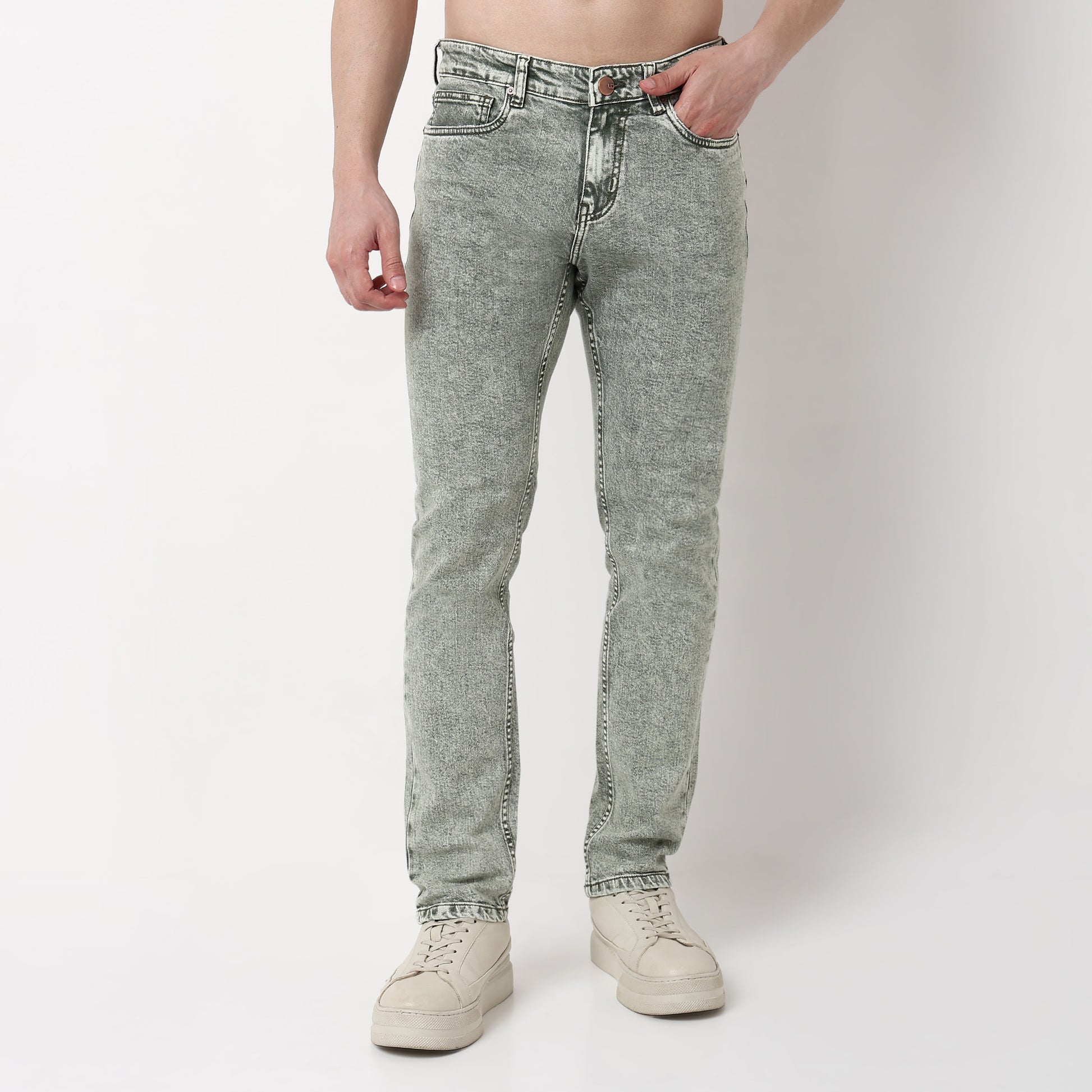 Straight Fit Solid Jeans