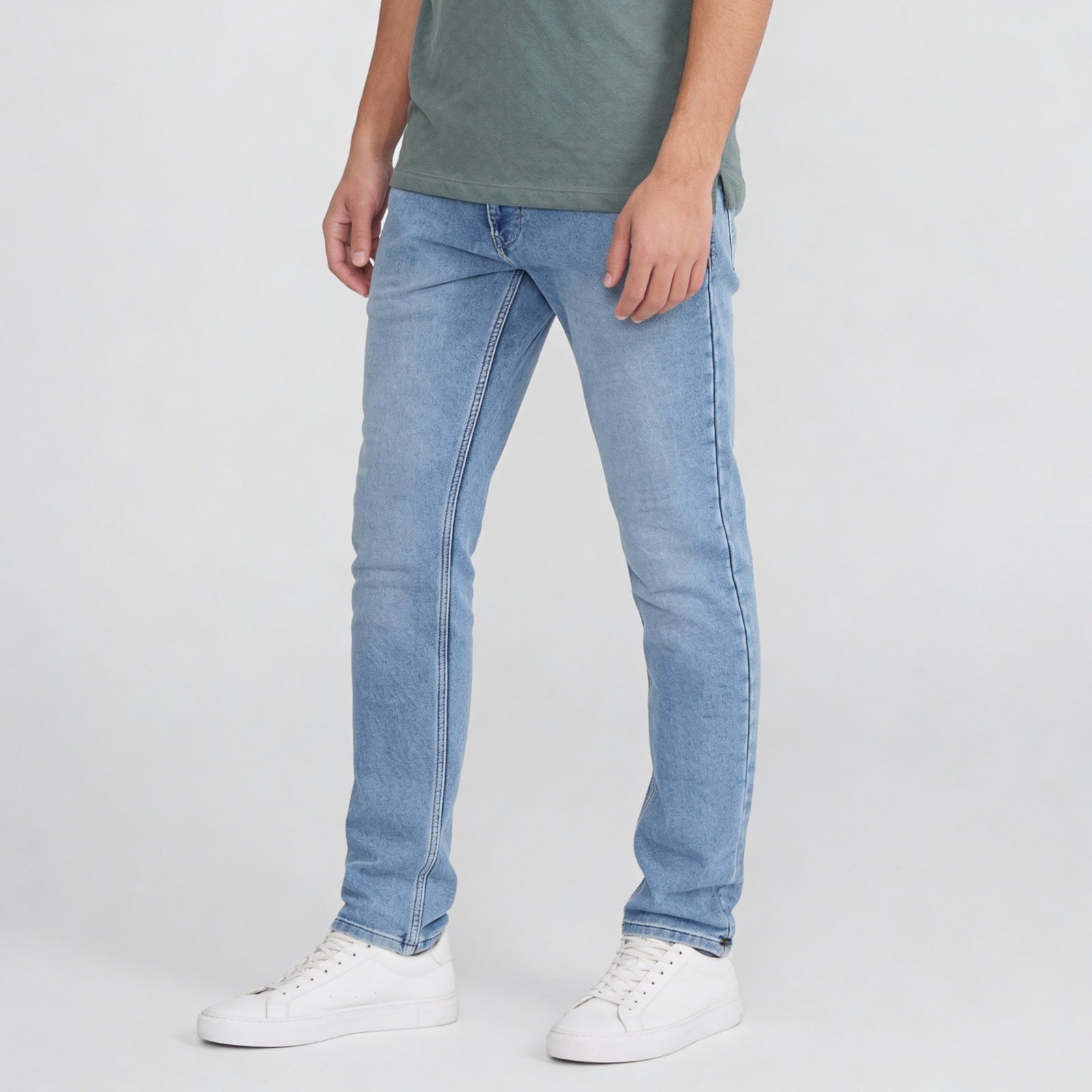 Stone Wash Full Length Jeans