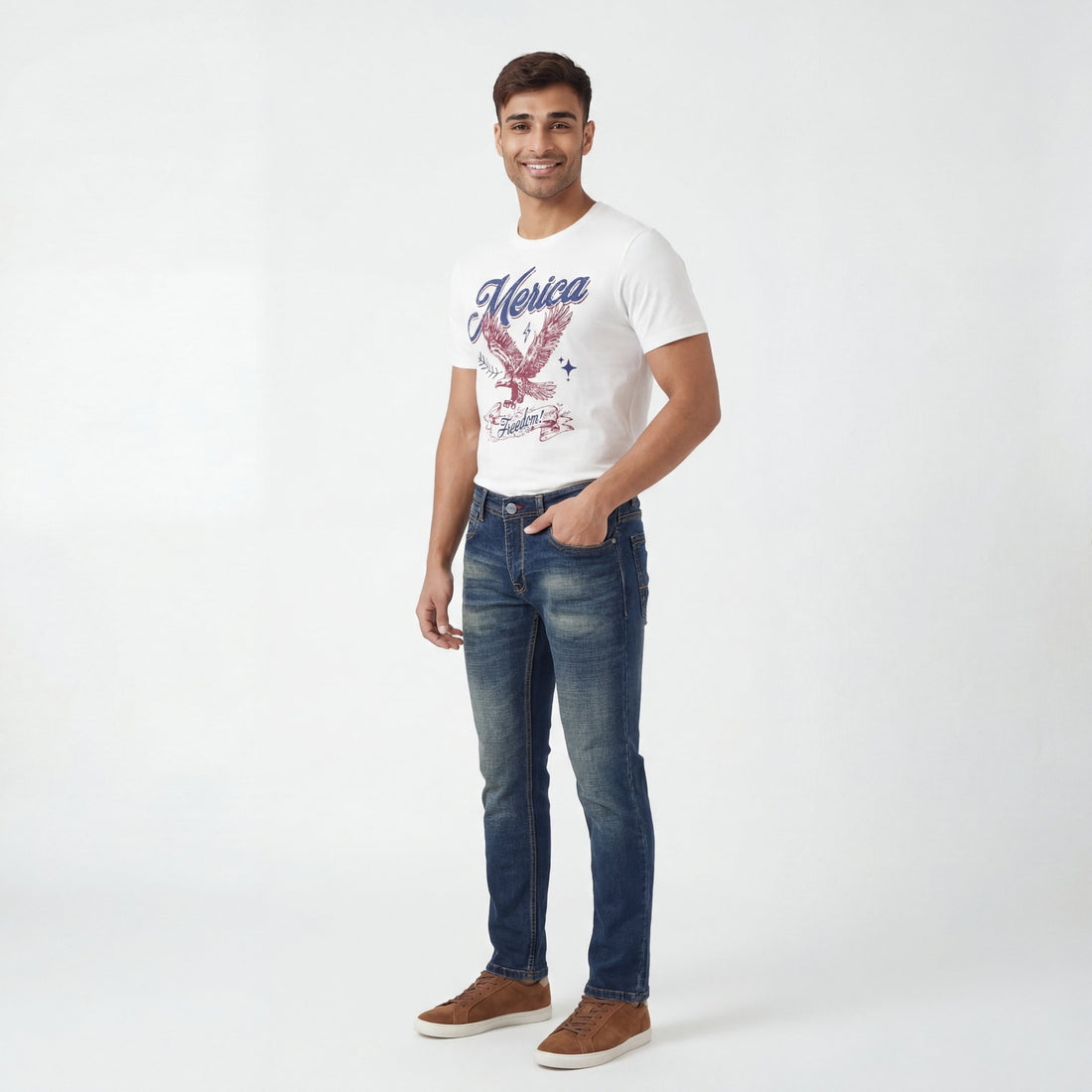 Straight Fit Knitted Full Length Jeans