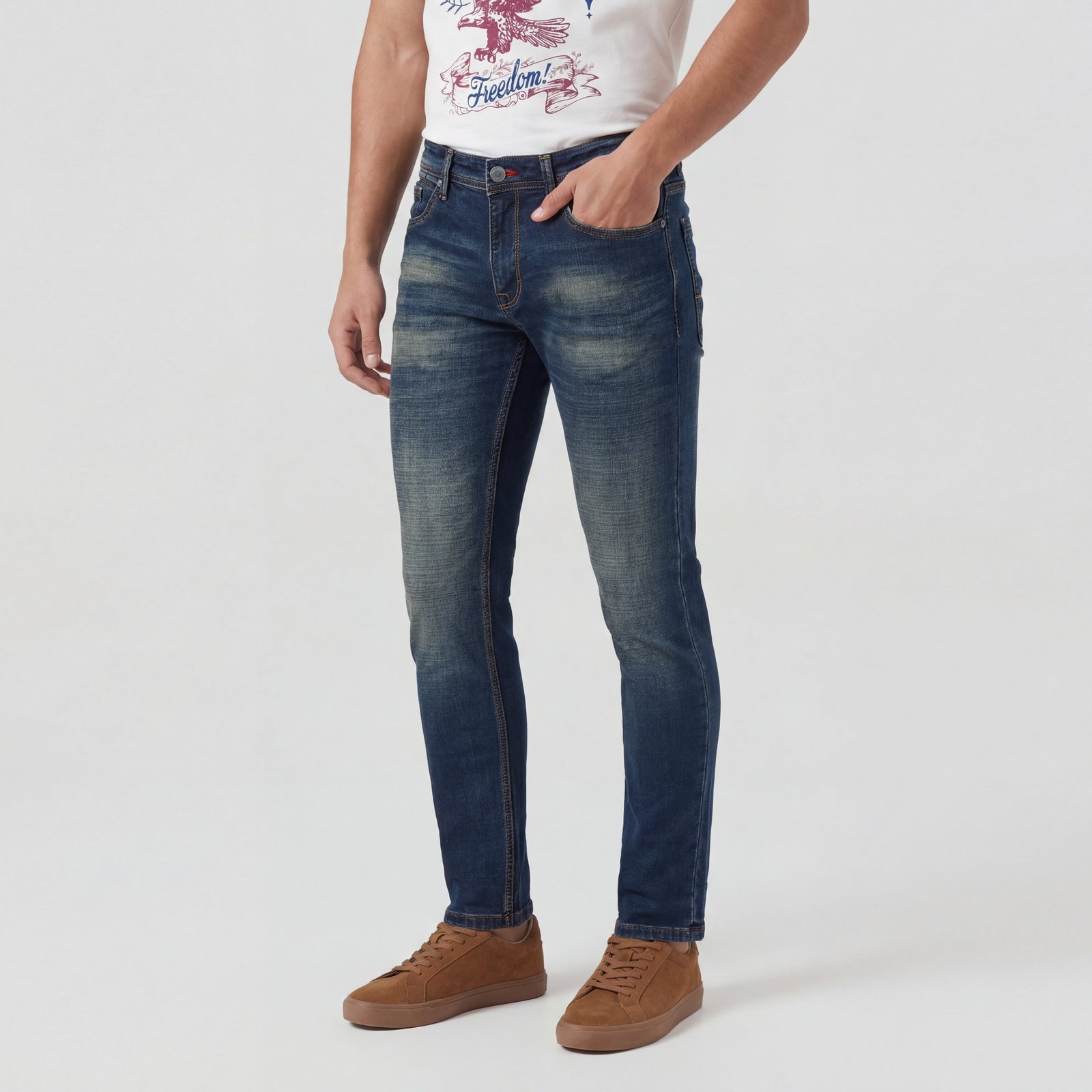 Straight Fit Knitted Full Length Jeans