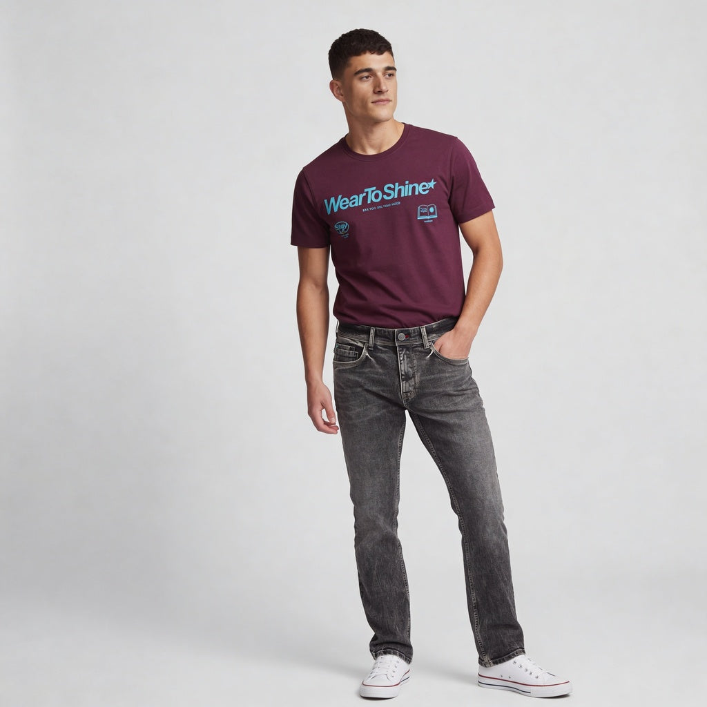 Stone Wash Flare Fit Jeans