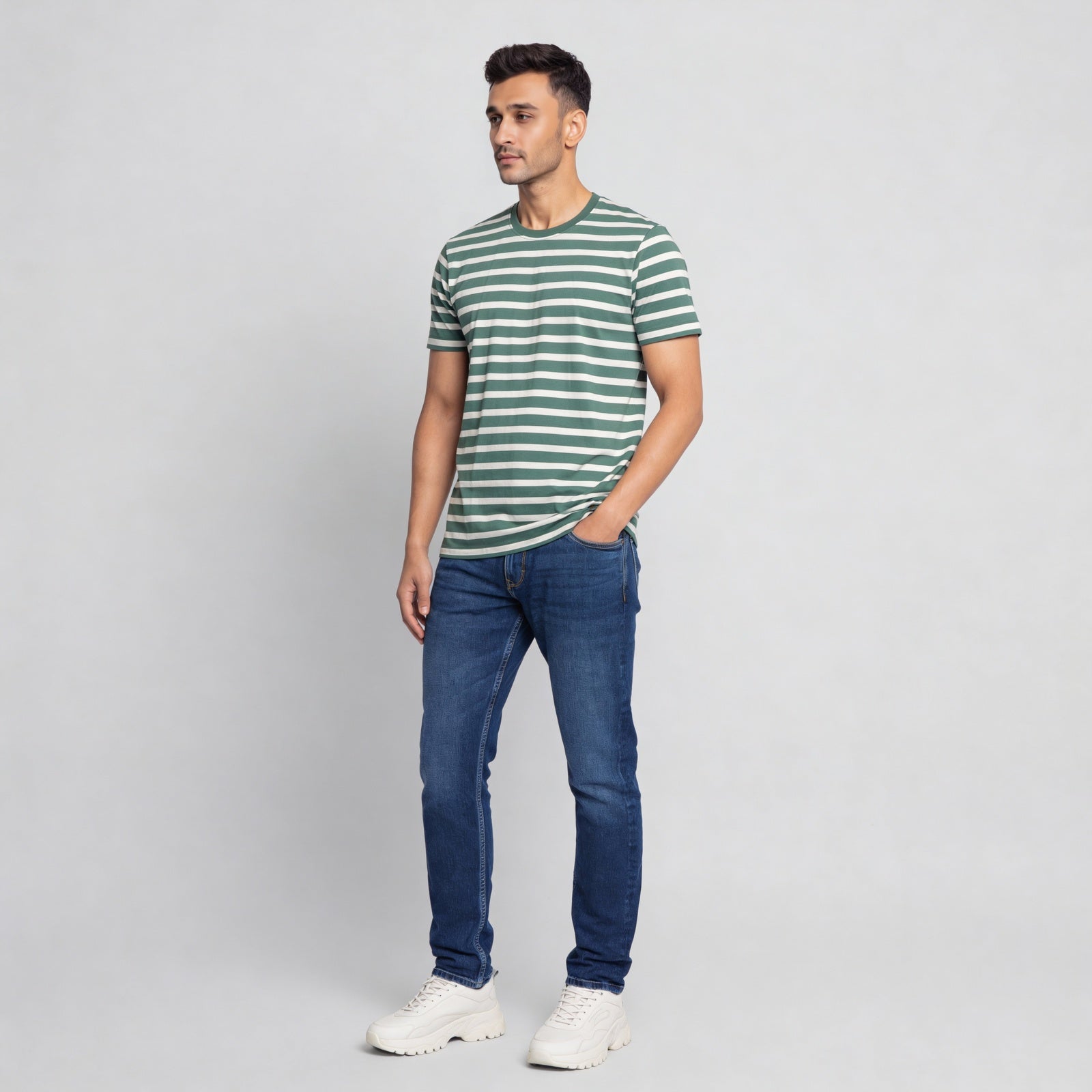 Stone Wash Full Length Jeans