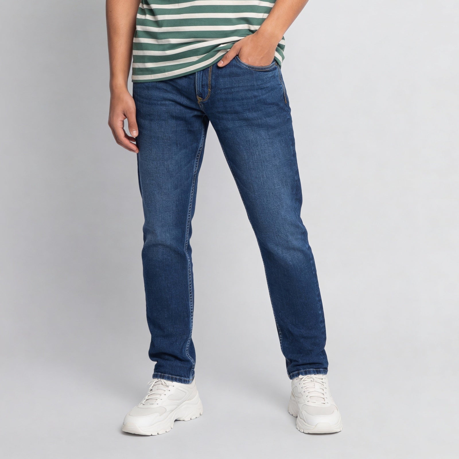 Stone Wash Full Length Jeans