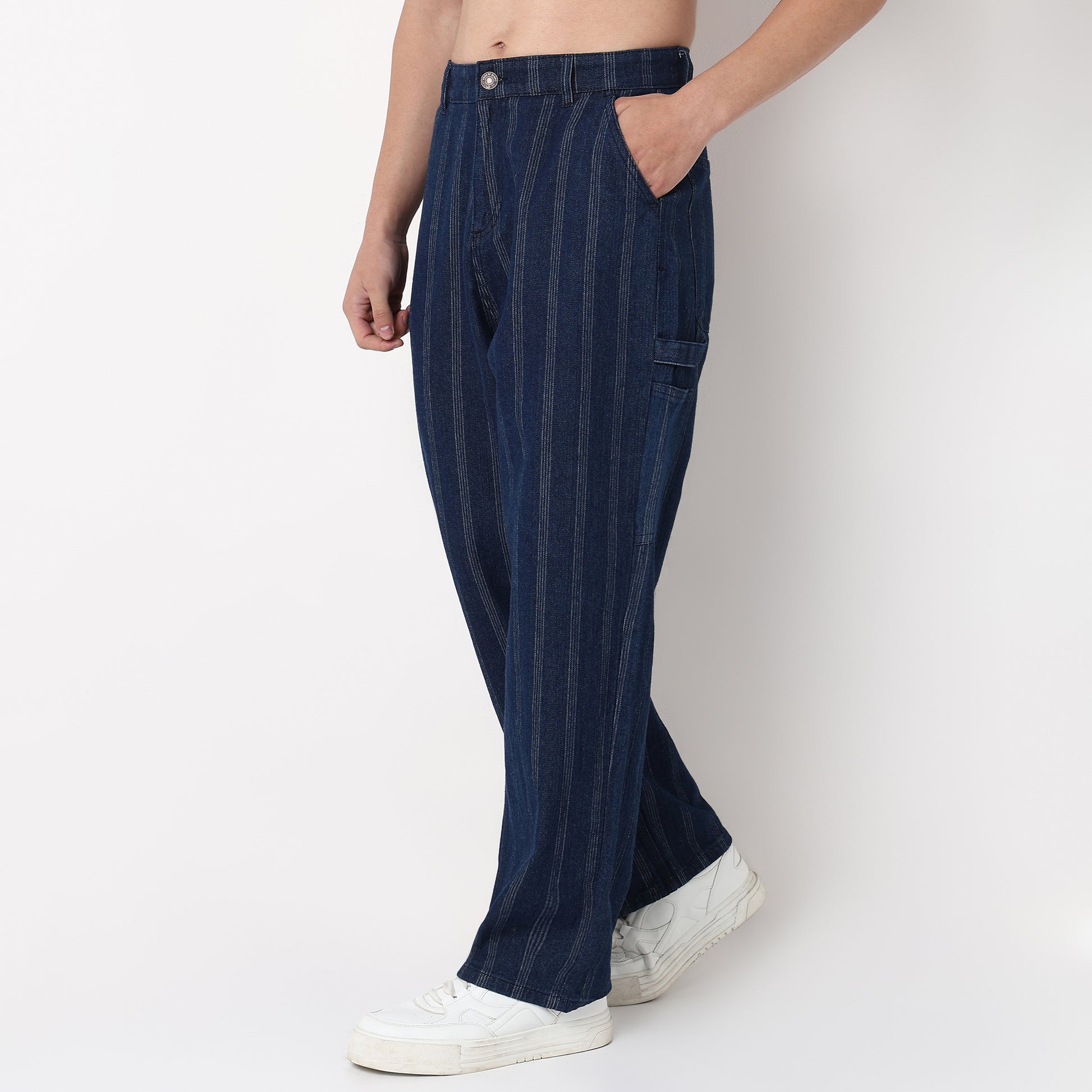 Striped Full Length Anti Fit Jeans