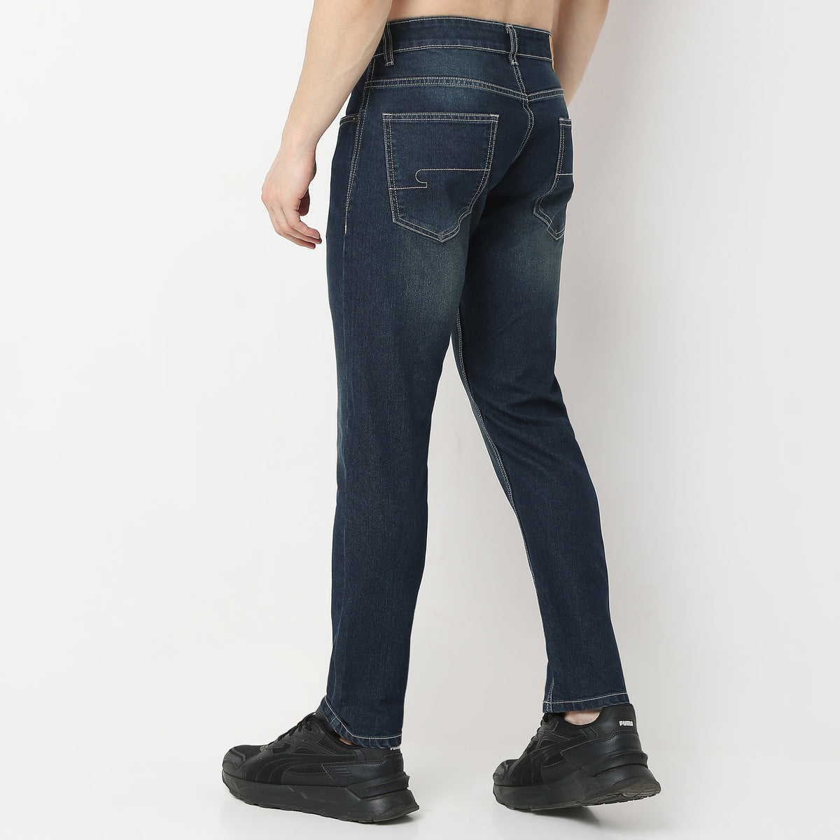 Tapered Fit Heavy Fade Crop Length Jeans