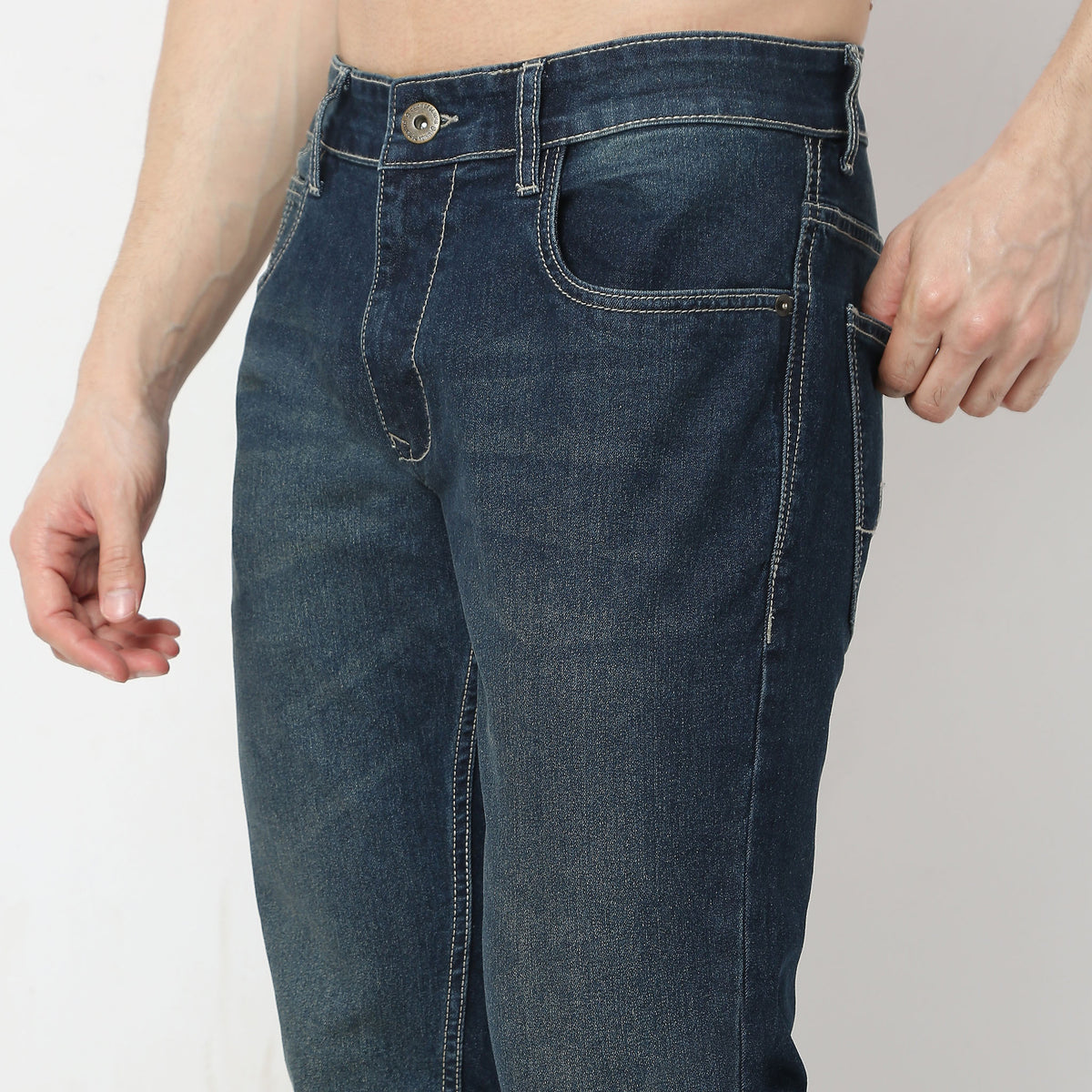 Tapered Fit Heavy Fade Crop Length Jeans