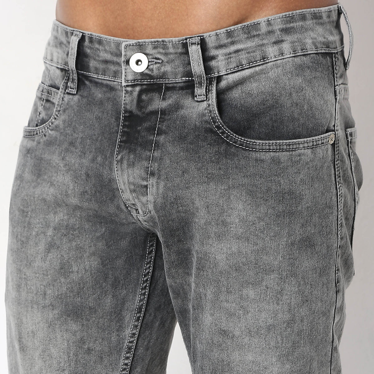 Tapered Fit Fade Acid Crop Length Jeans