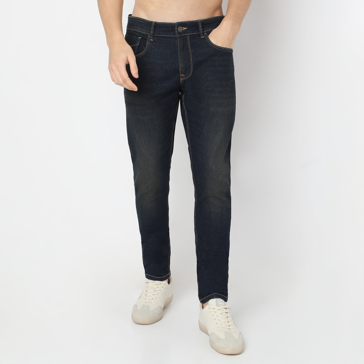 Stone Wash Skinny Fit Clean Look Jeans