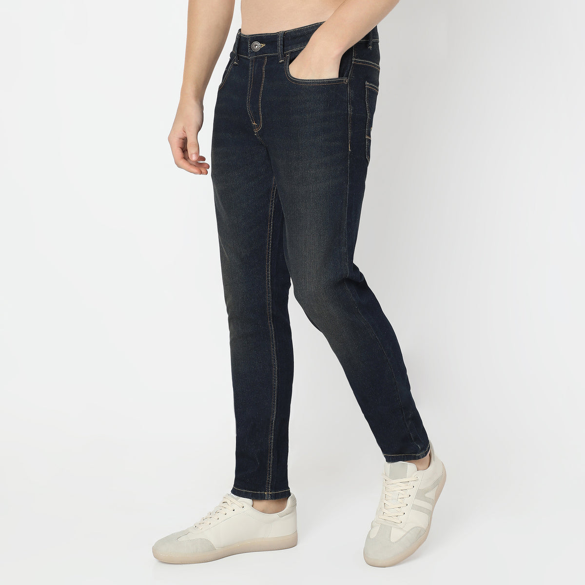 Stone Wash Skinny Fit Clean Look Jeans