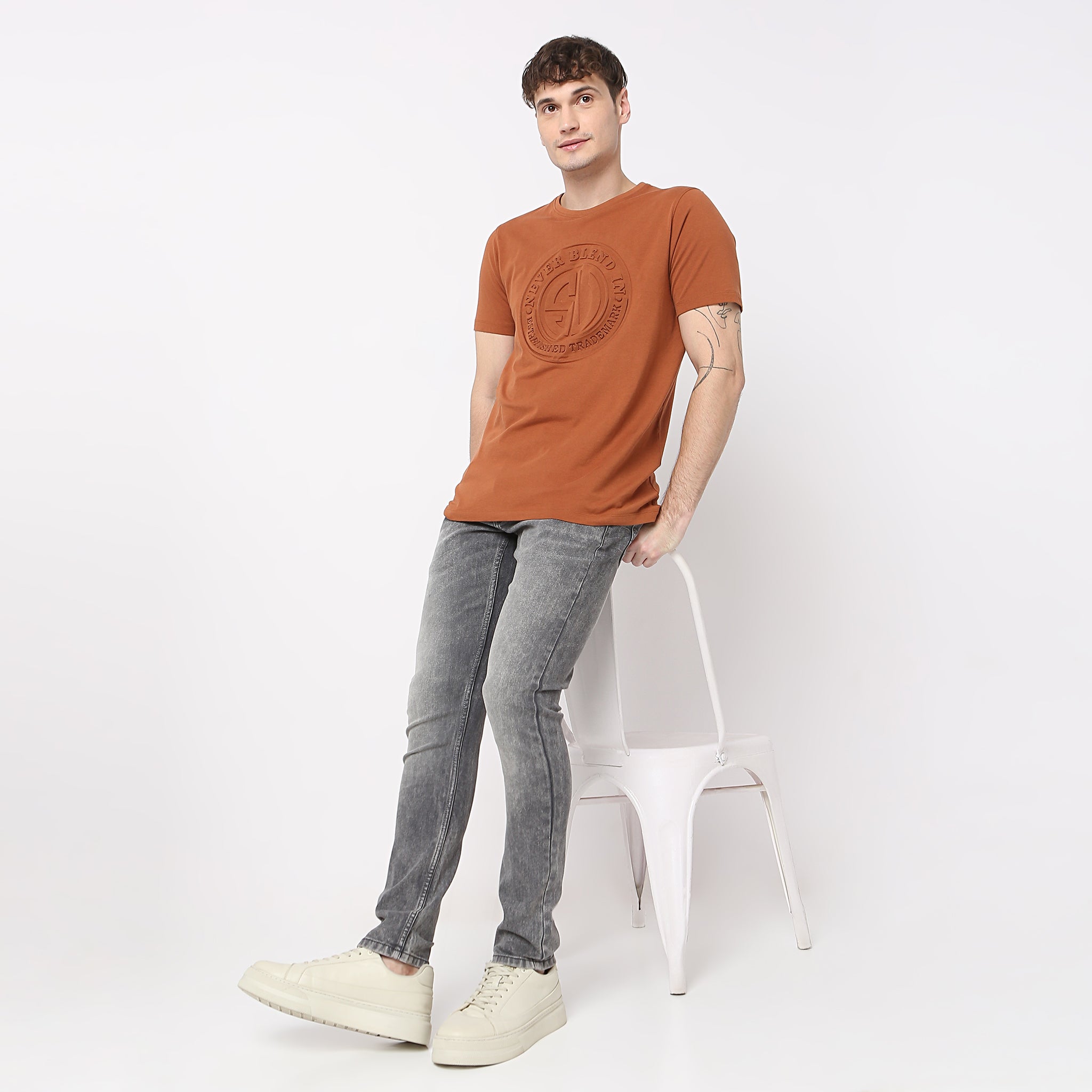Stone Wash Skinny Fit Clean Look Jeans