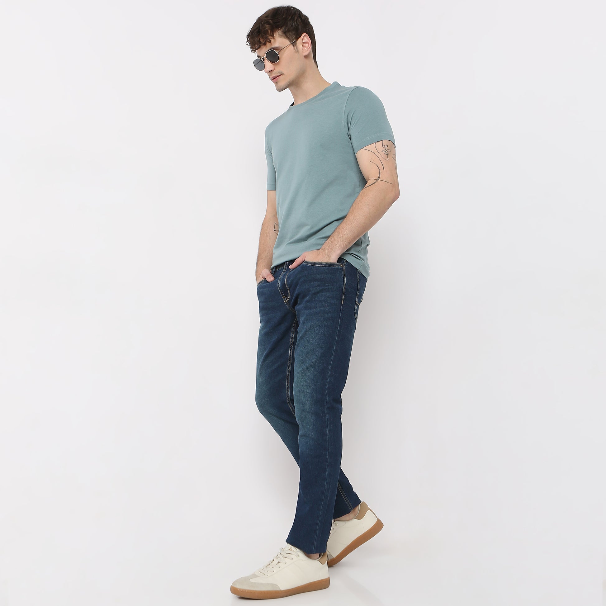 Stone Wash Skinny Fit Clean Look Jeans