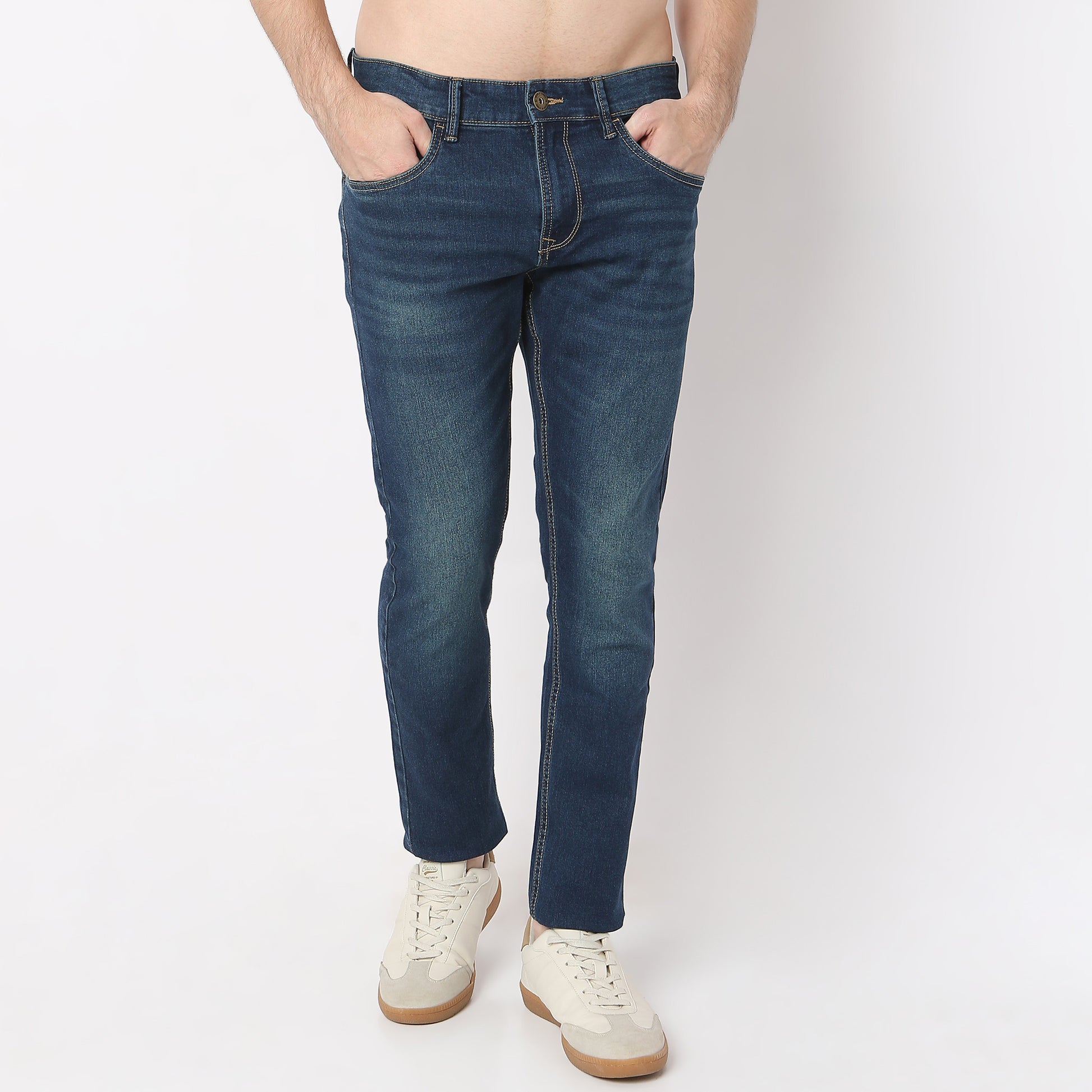 Stone Wash Skinny Fit Clean Look Jeans