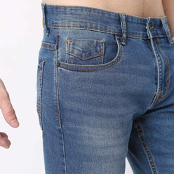 Stone Wash Skinny Fit Clean Look Jeans