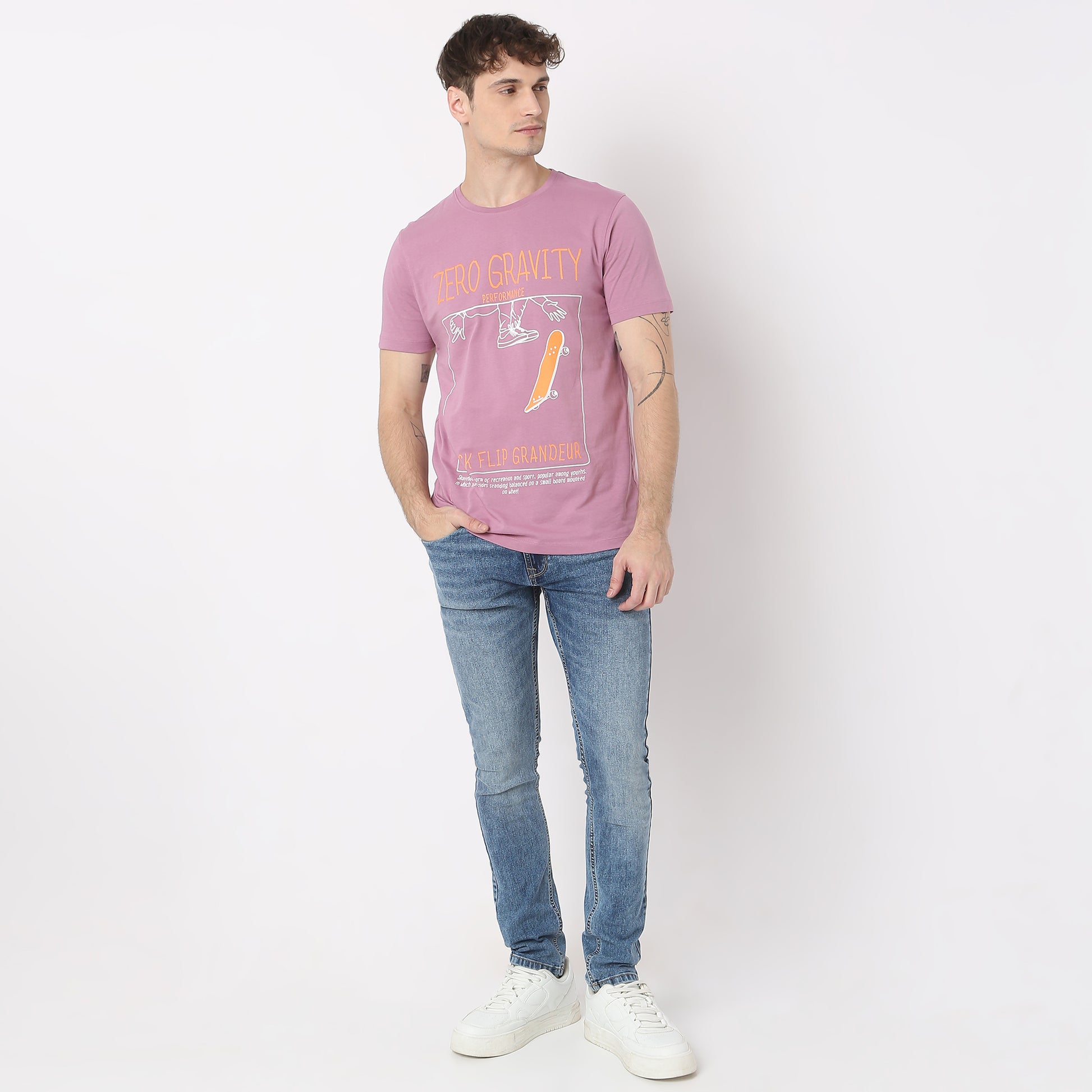 Stone Wash Skinny Fit Clean Look Jeans