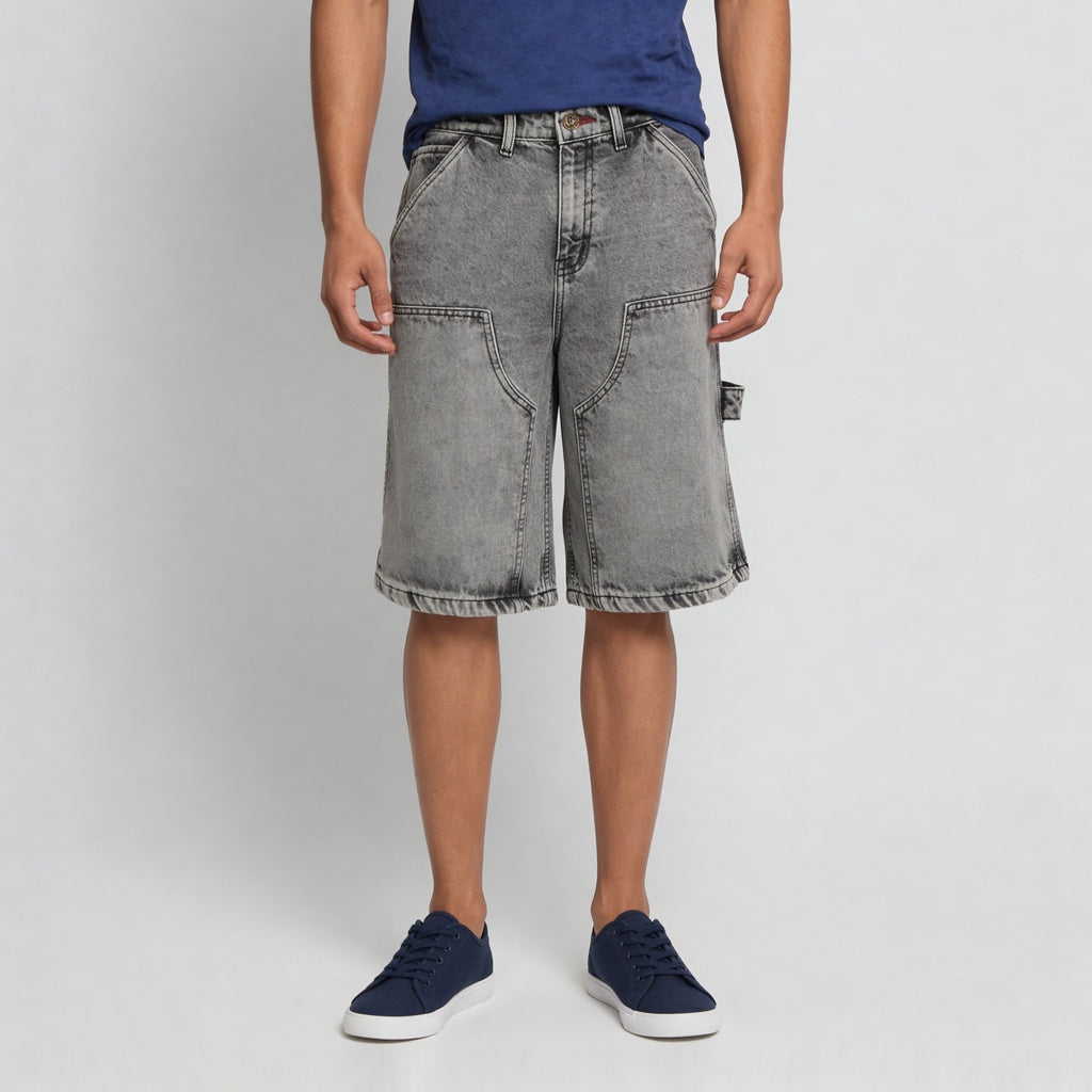Woven Straight Fit Denim Shorts