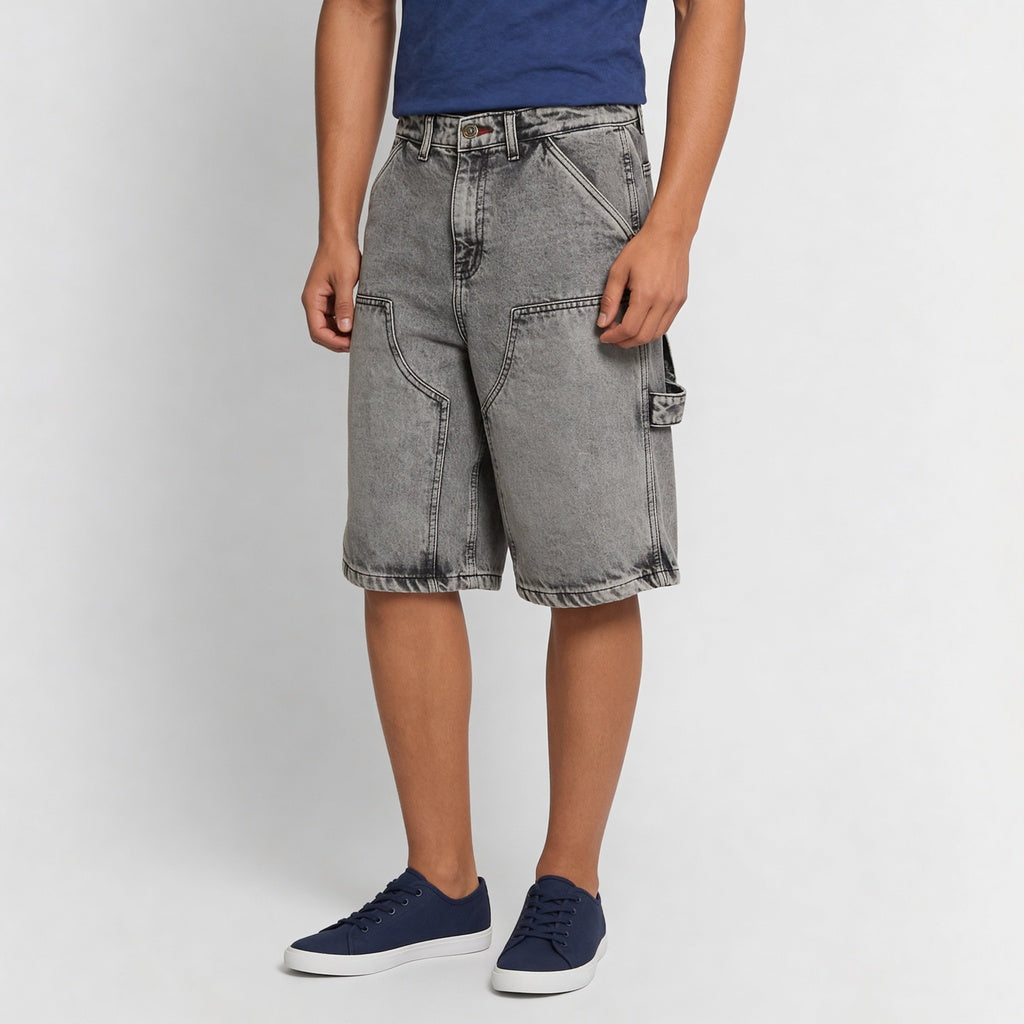 Woven Straight Fit Denim Shorts
