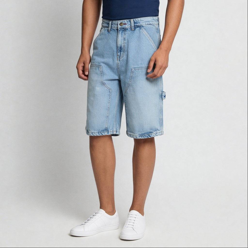 Woven Straight Fit Denim Shorts