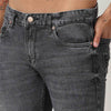 Tapered Fit Solid Mid Rise Jeans