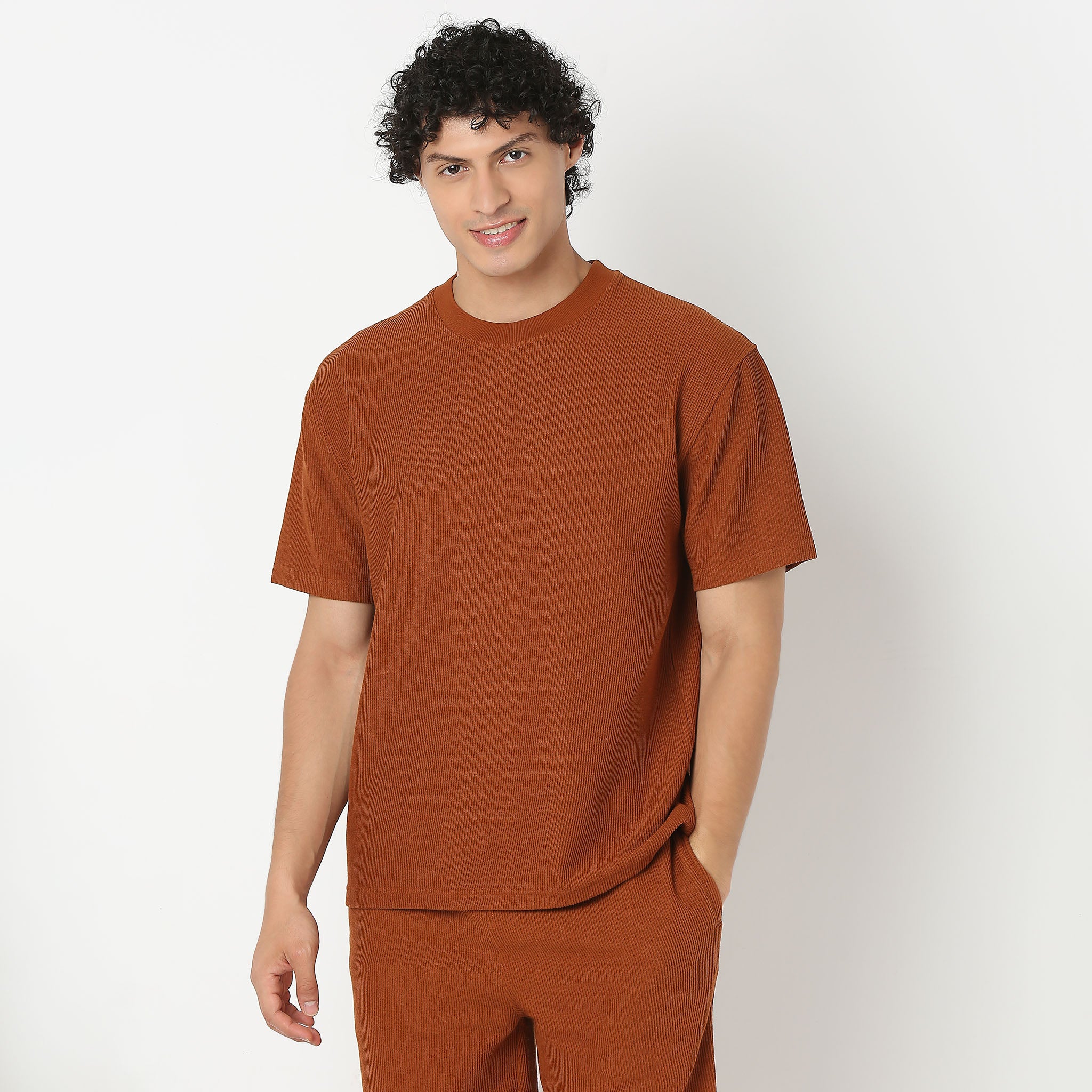 Crew Neck Structured Oversize Half Sleeve Round Neck T-Shirt