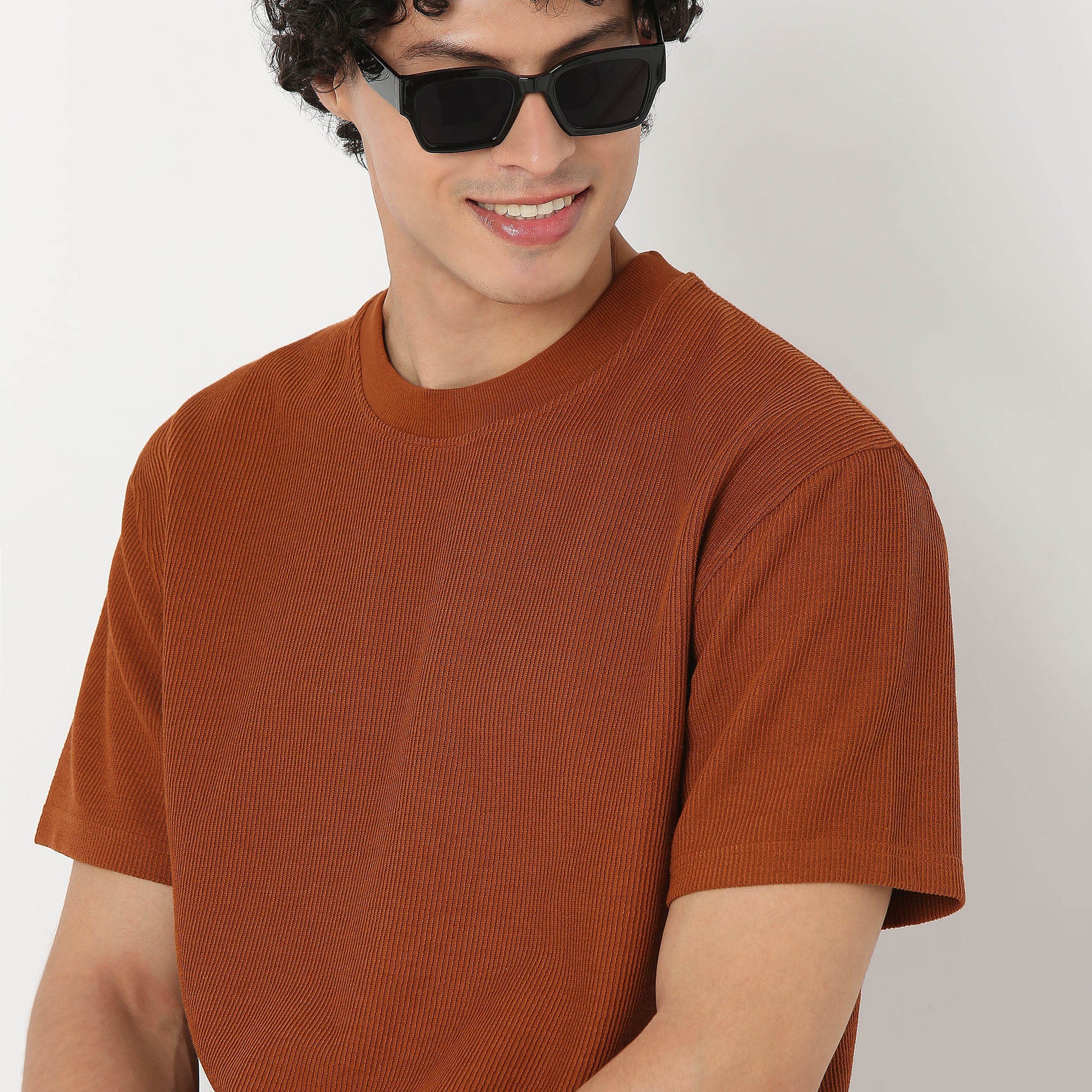 Crew Neck Structured Oversize Half Sleeve Round Neck T-Shirt