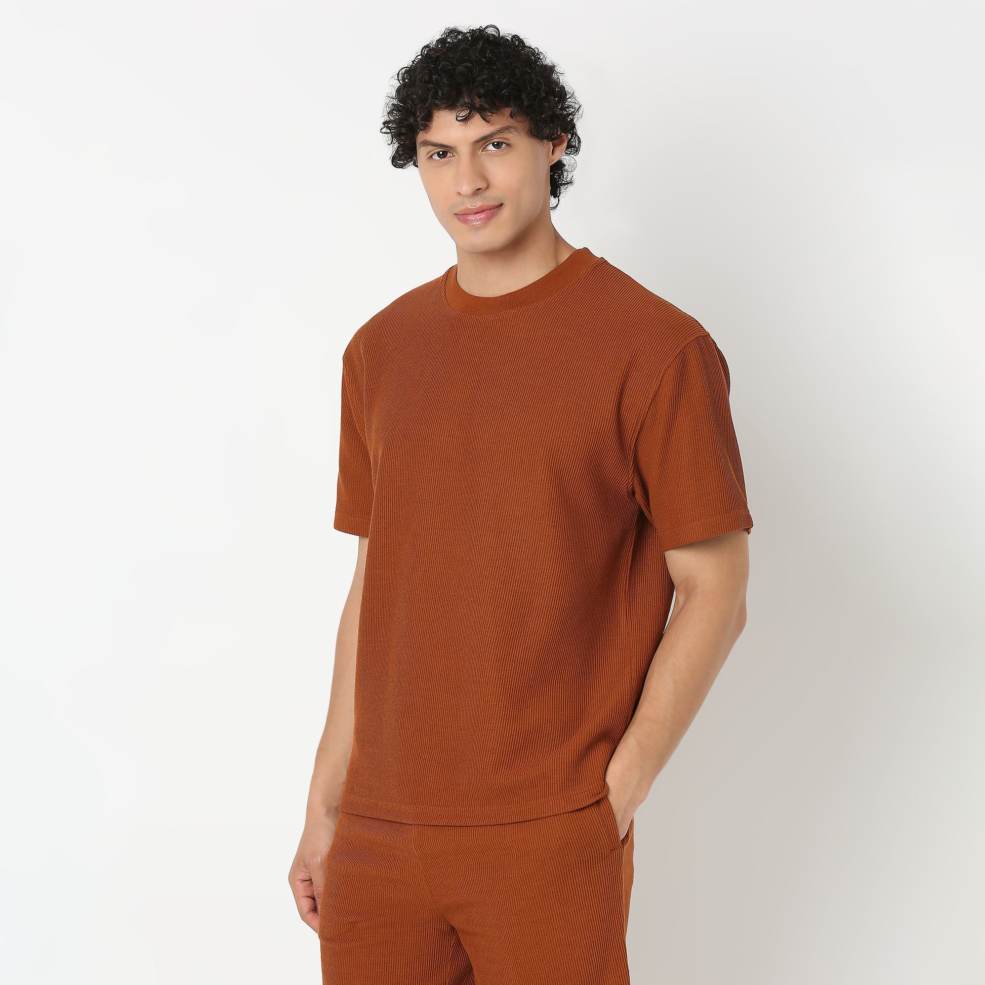Crew Neck Structured Oversize Half Sleeve Round Neck T-Shirt