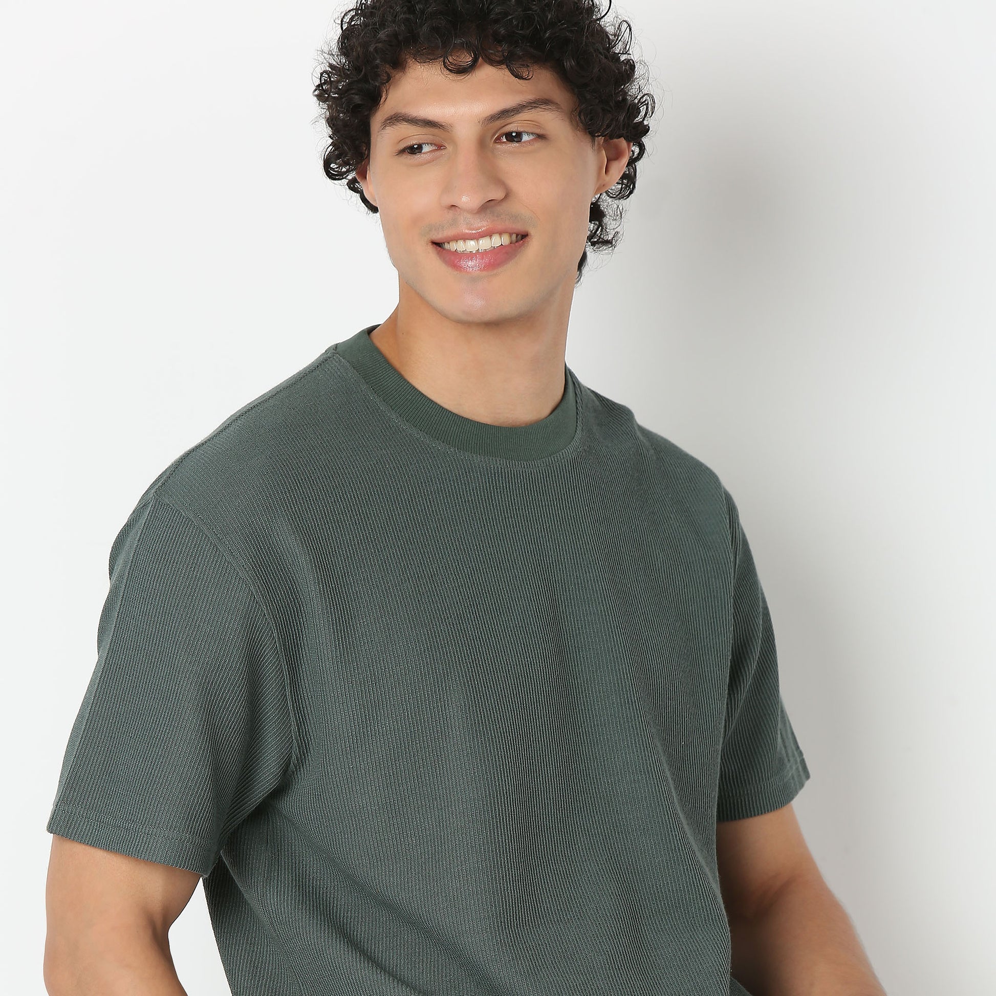 Crew Neck Structured Oversize Half Sleeve Round Neck T-Shirt