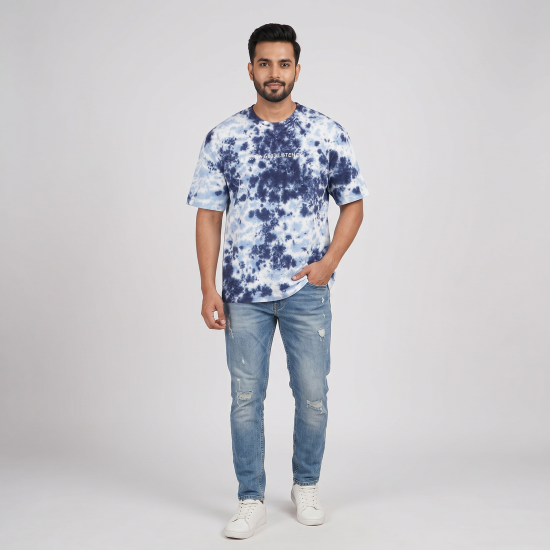 Cotton Tie - Dye Crew Neck T-Shirt