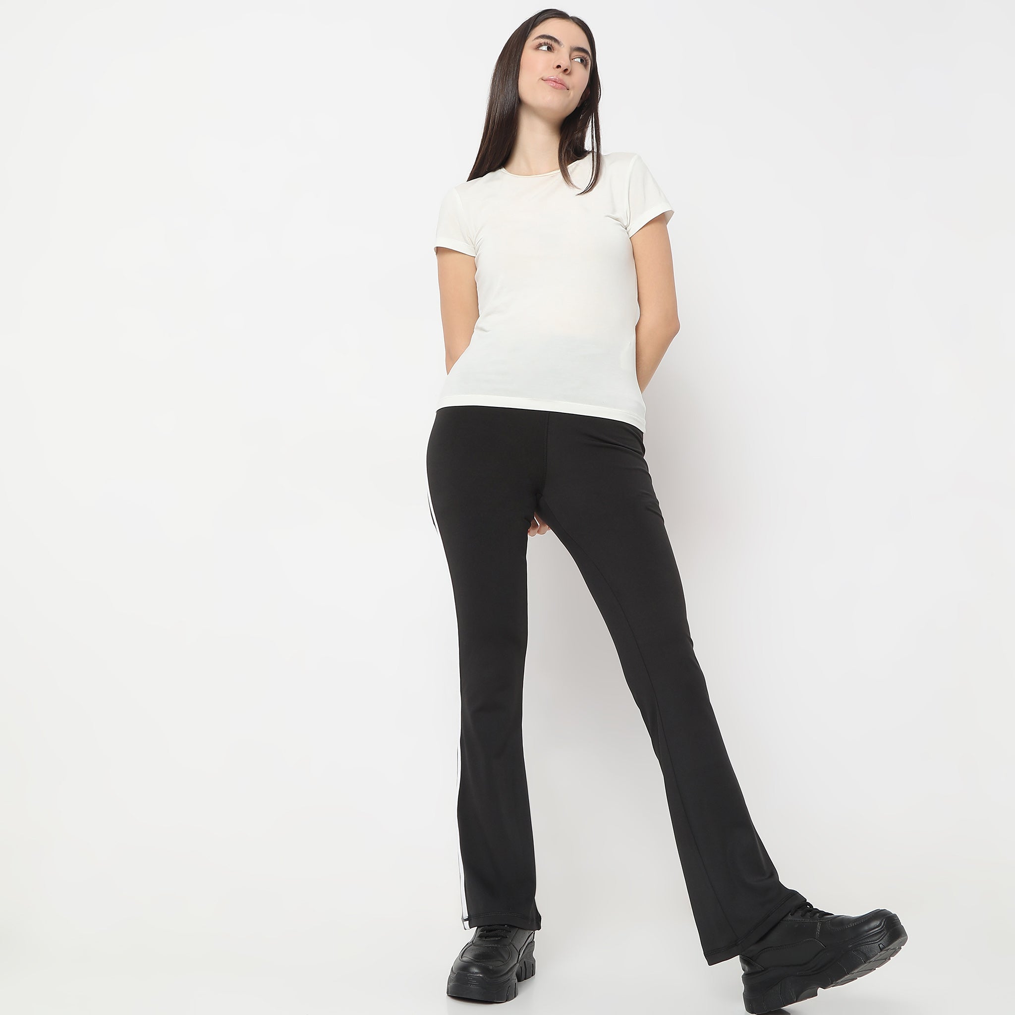 Boot Cut Solid High Rise Leggings