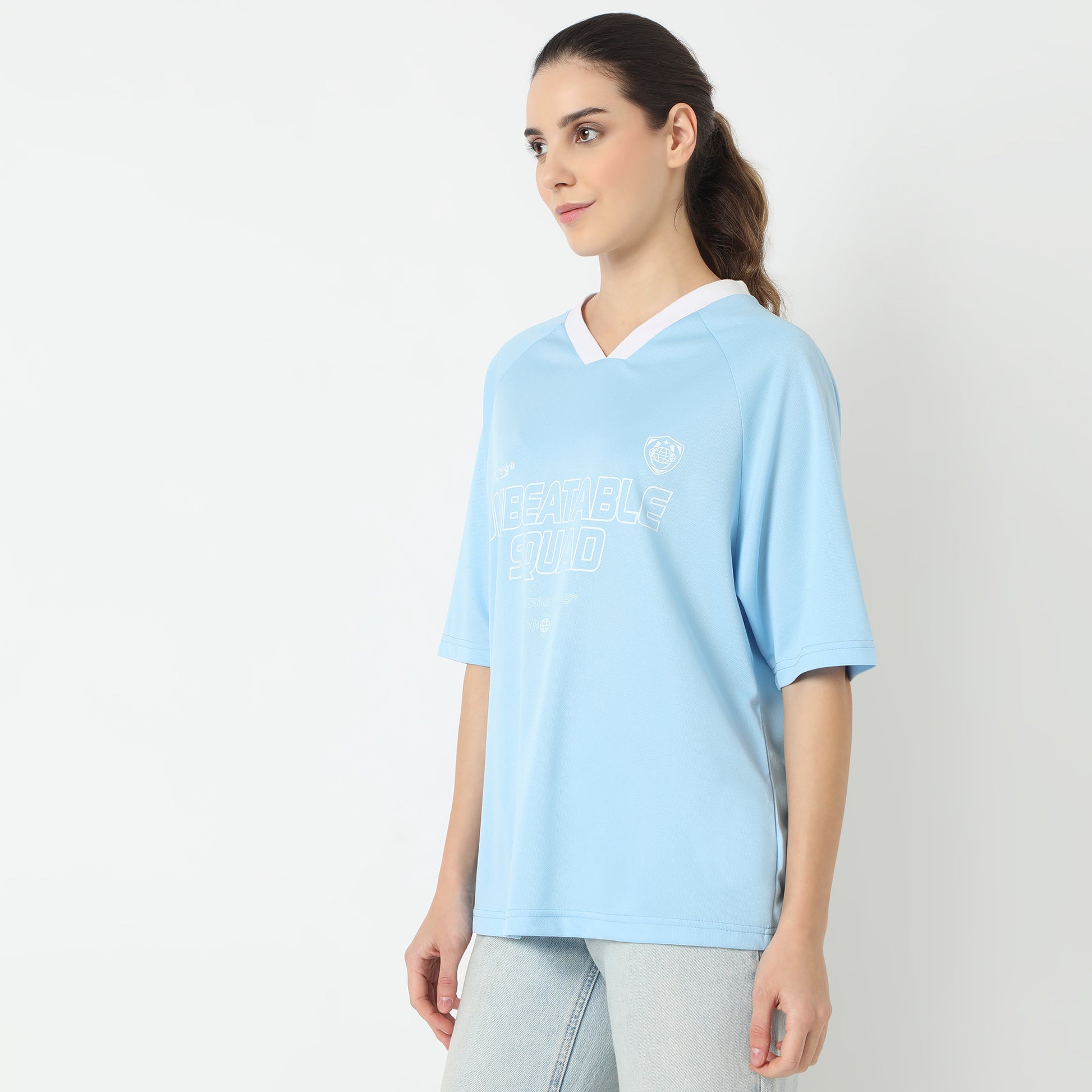Oversize Printed V-Neck T-Shirt