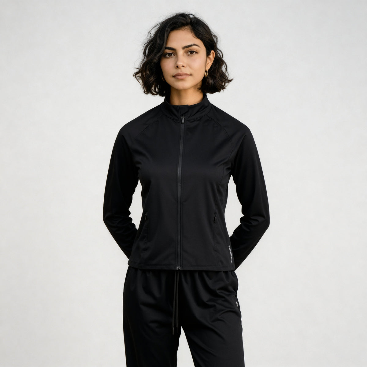 Women Solid Turtle Neck Full Sleeve Active With Sports Jacket T-Shirt