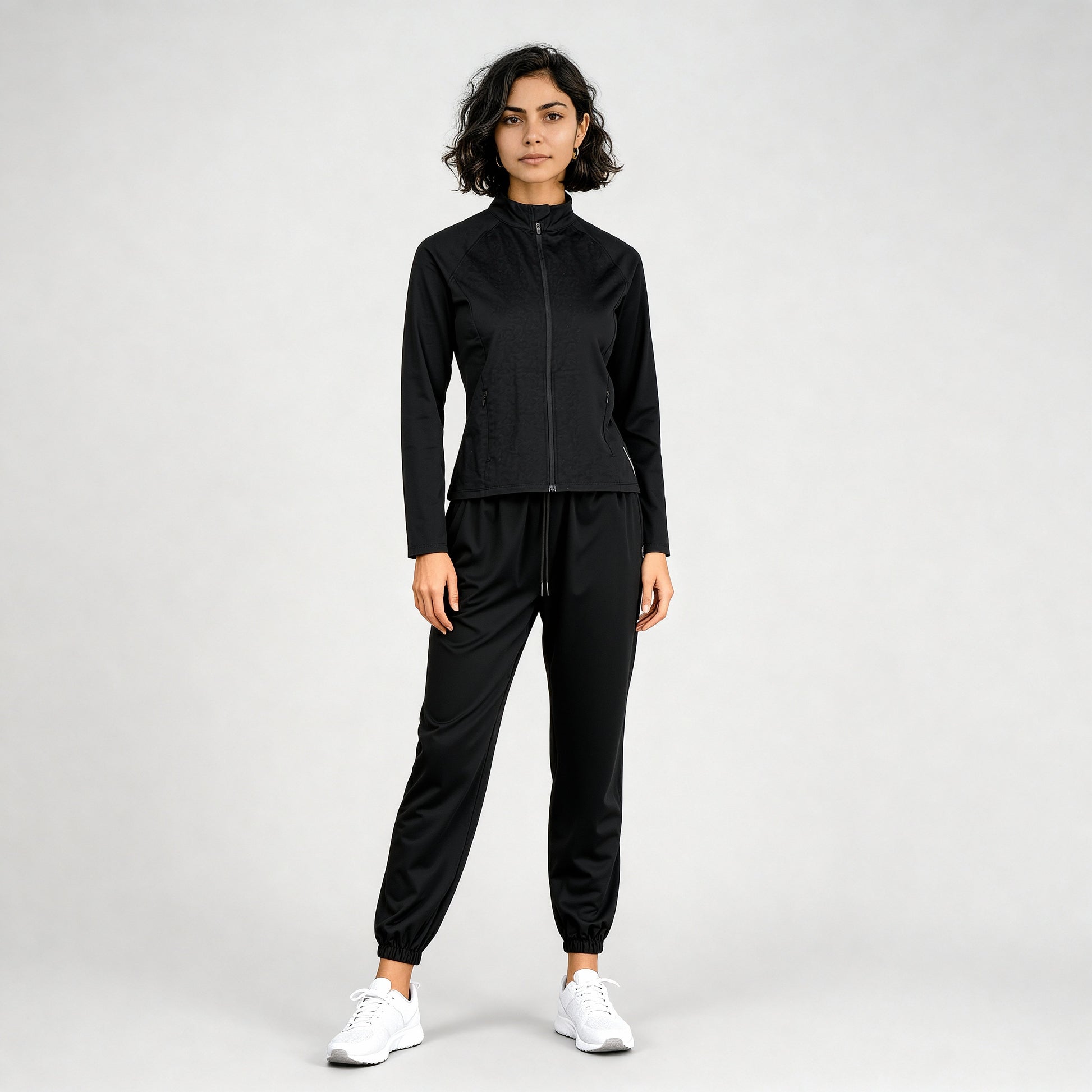 Women Solid Turtle Neck Full Sleeve Active With Sports Jacket T-Shirt