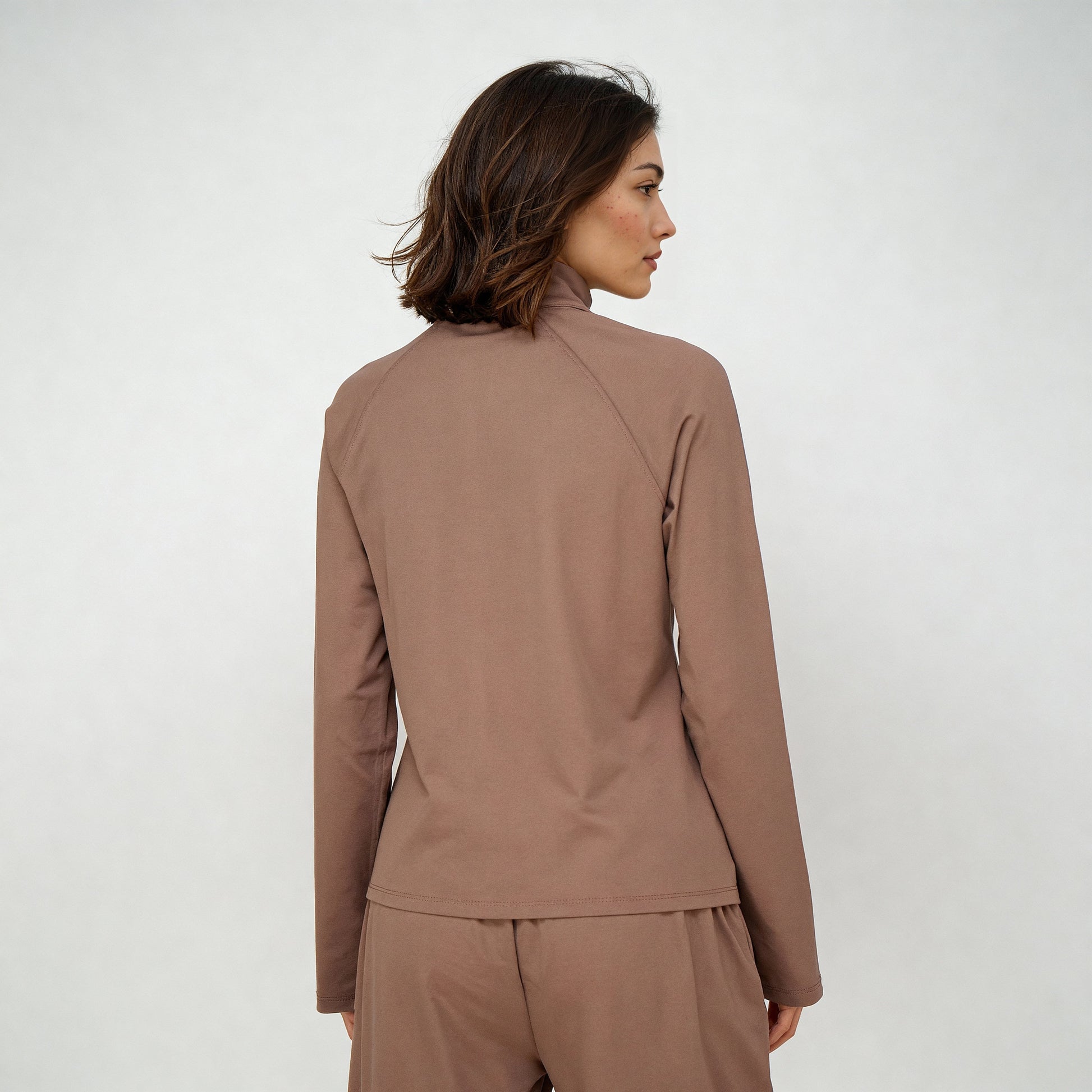 Women Solid Turtle Neck Full Sleeve Active With Sports Jacket T-Shirt