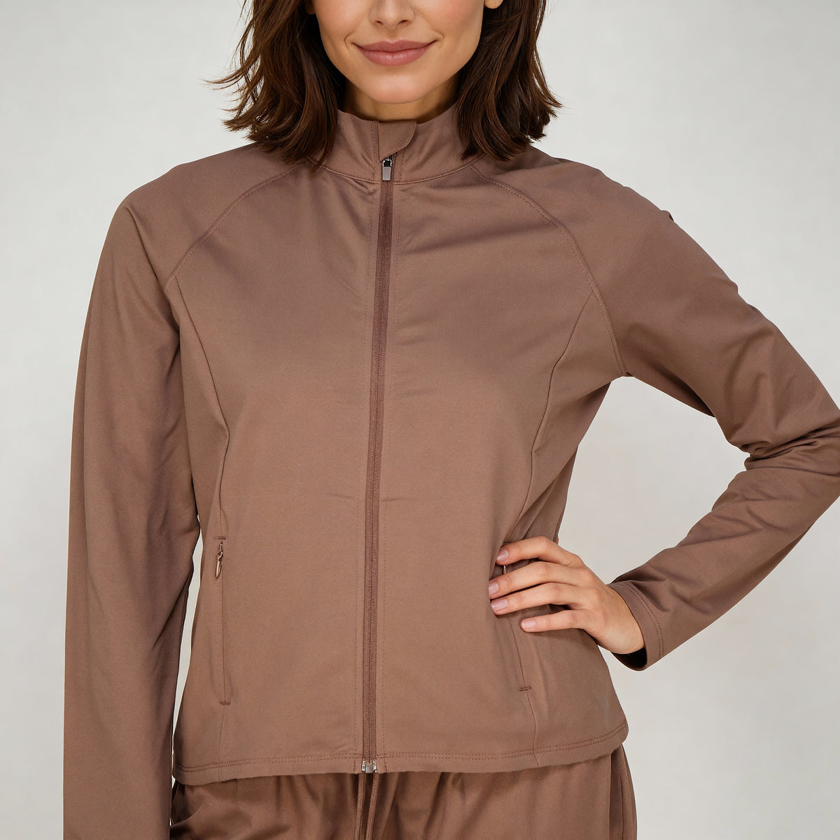 Women Solid Turtle Neck Full Sleeve Active With Sports Jacket T-Shirt