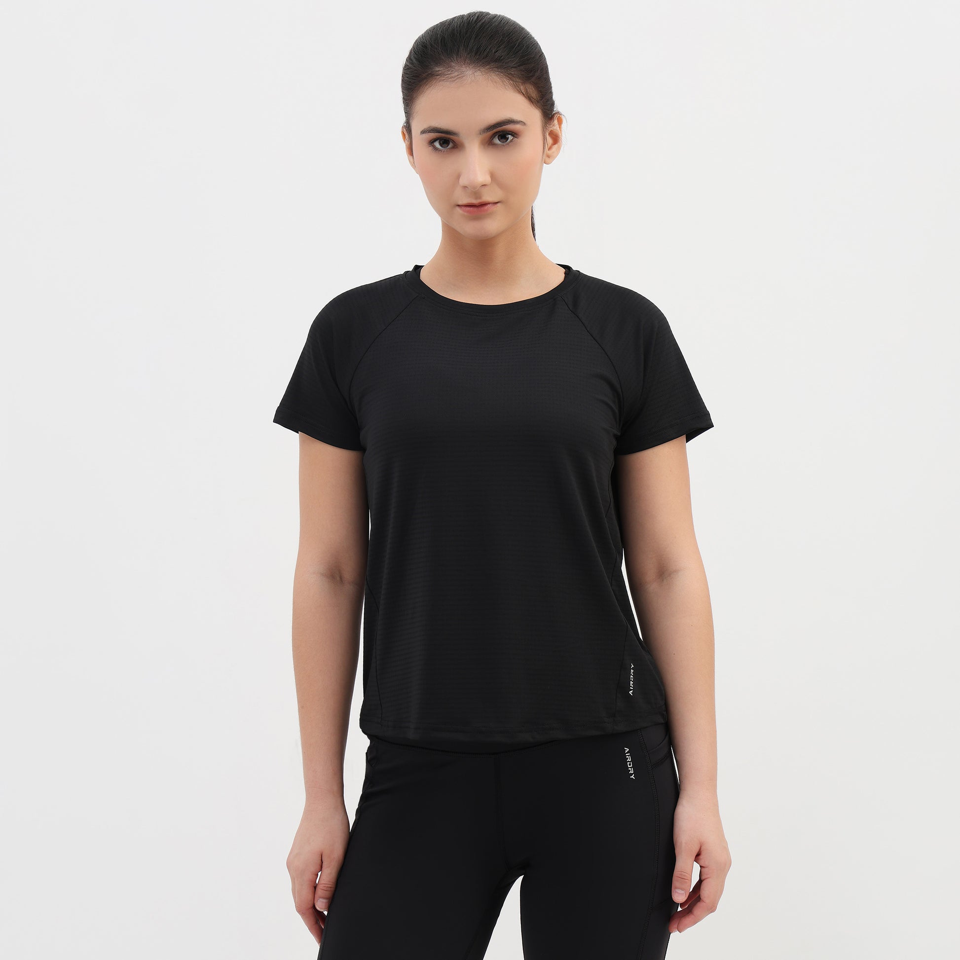 Polyester Spandex Solid Short Sleeve T-Shirt