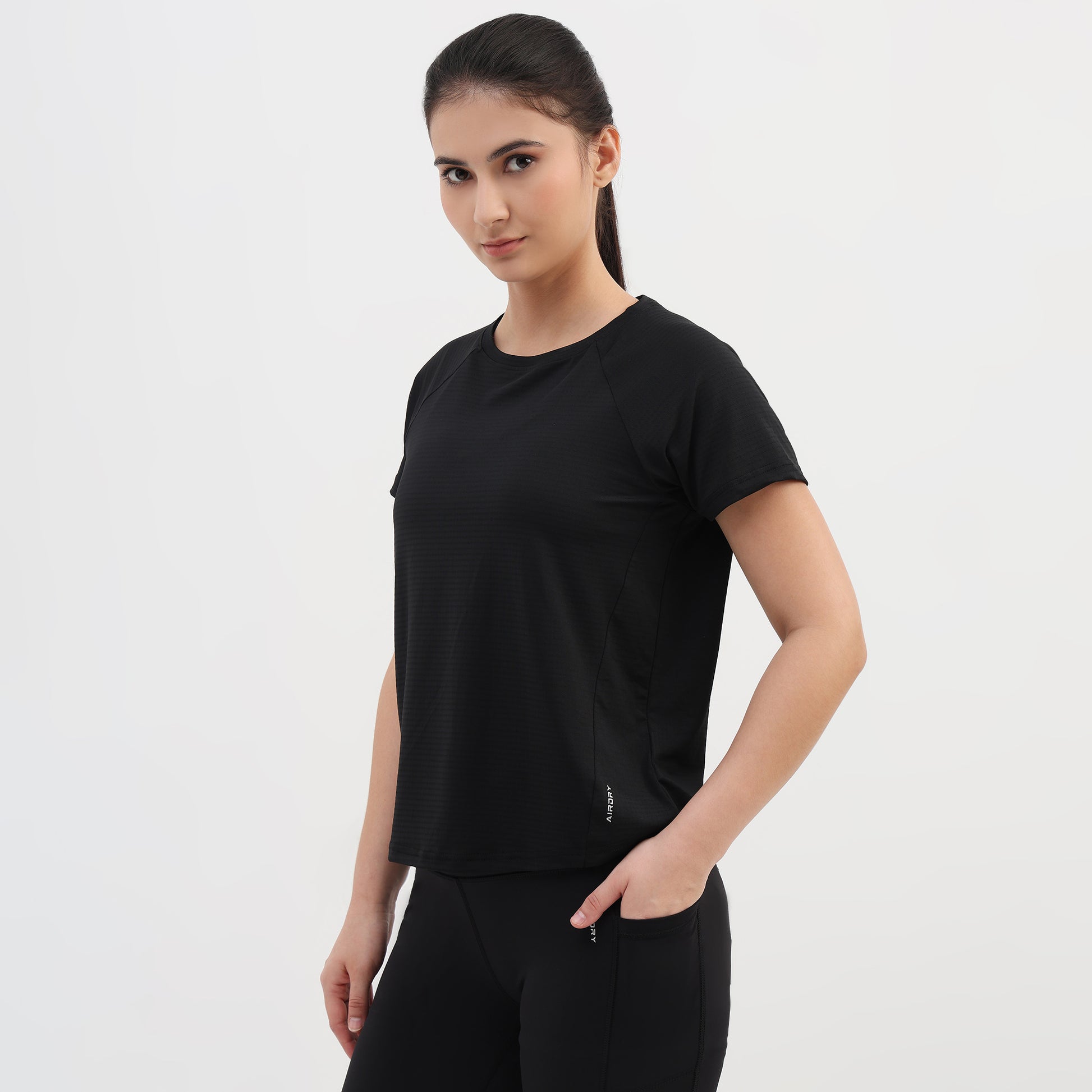 Polyester Spandex Solid Short Sleeve T-Shirt