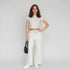 Solid Slim Fit Cropped T-Shirt