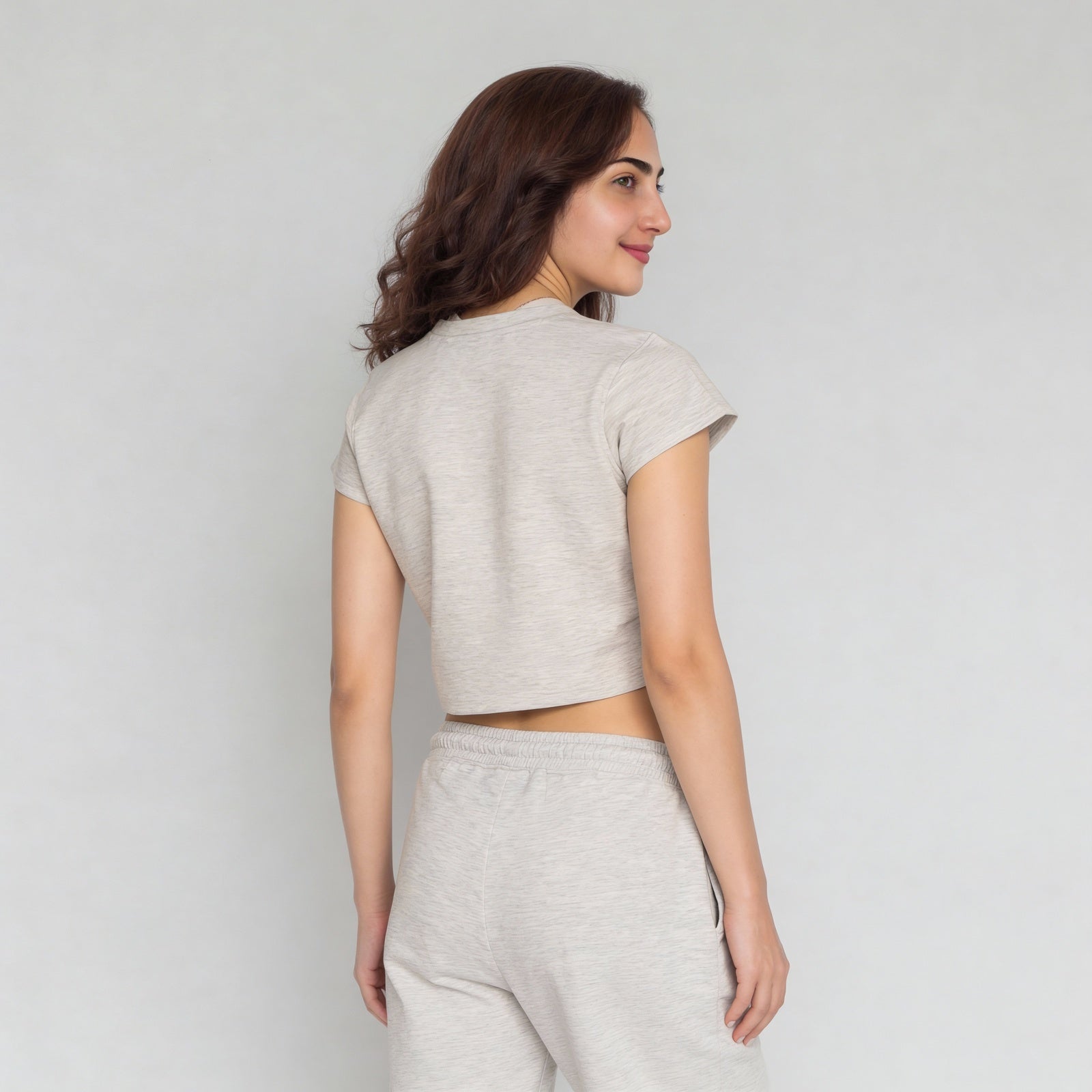 Solid Slim Fit Cropped T-Shirt