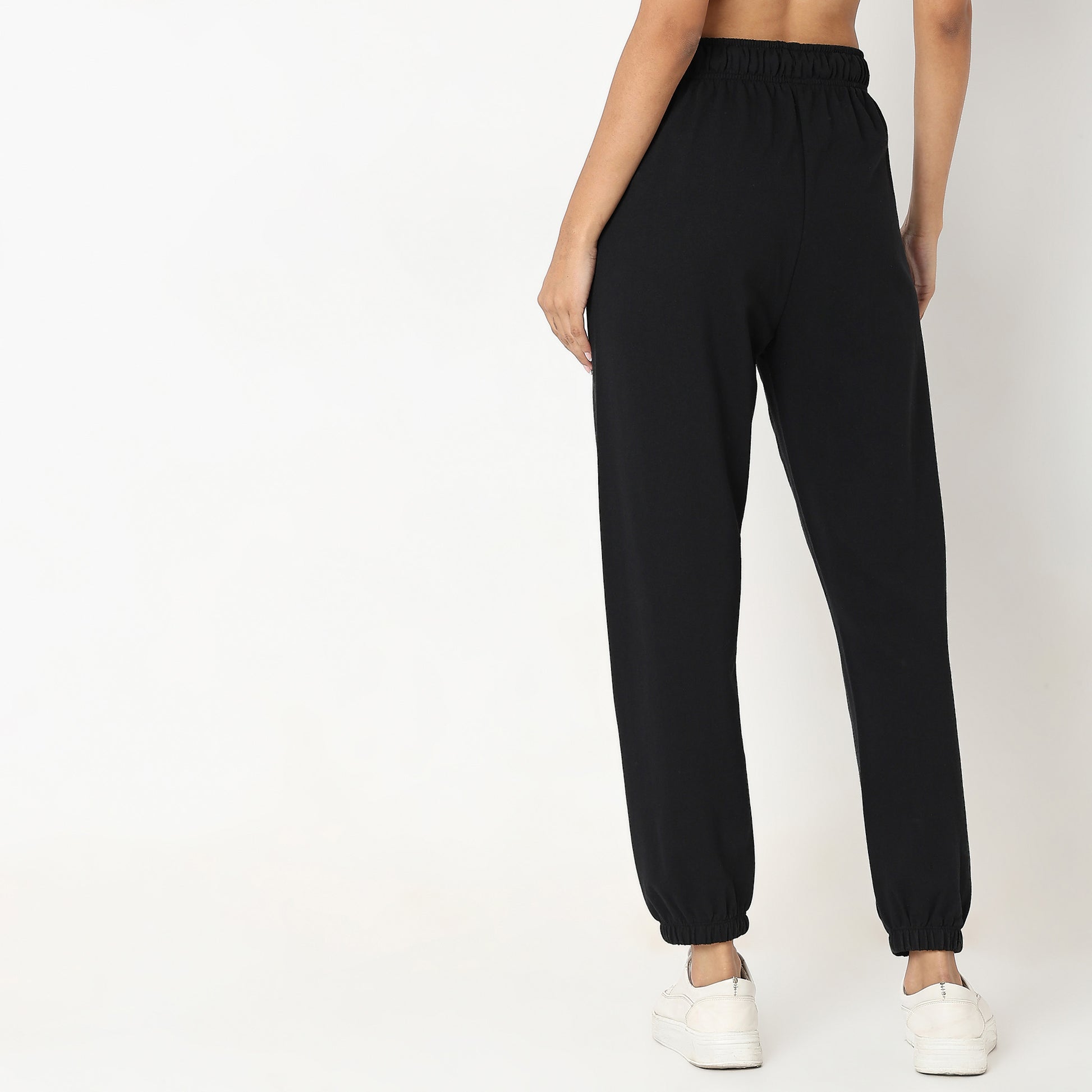 Regular Fit Solid High Rise Joggers