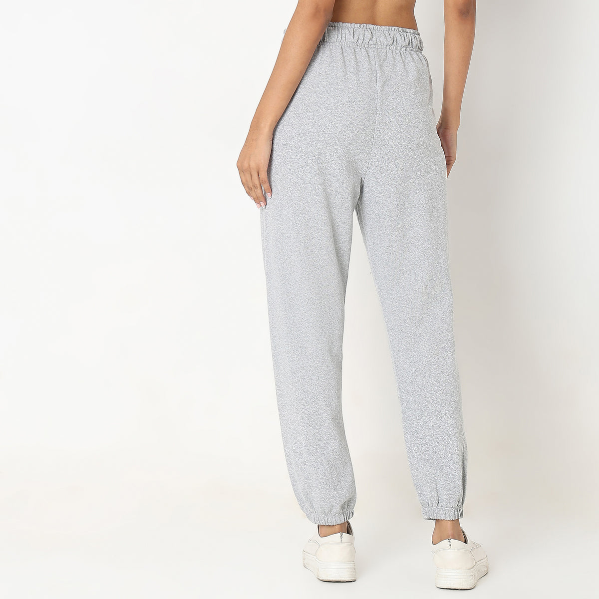 Regular Fit Solid High Rise Joggers