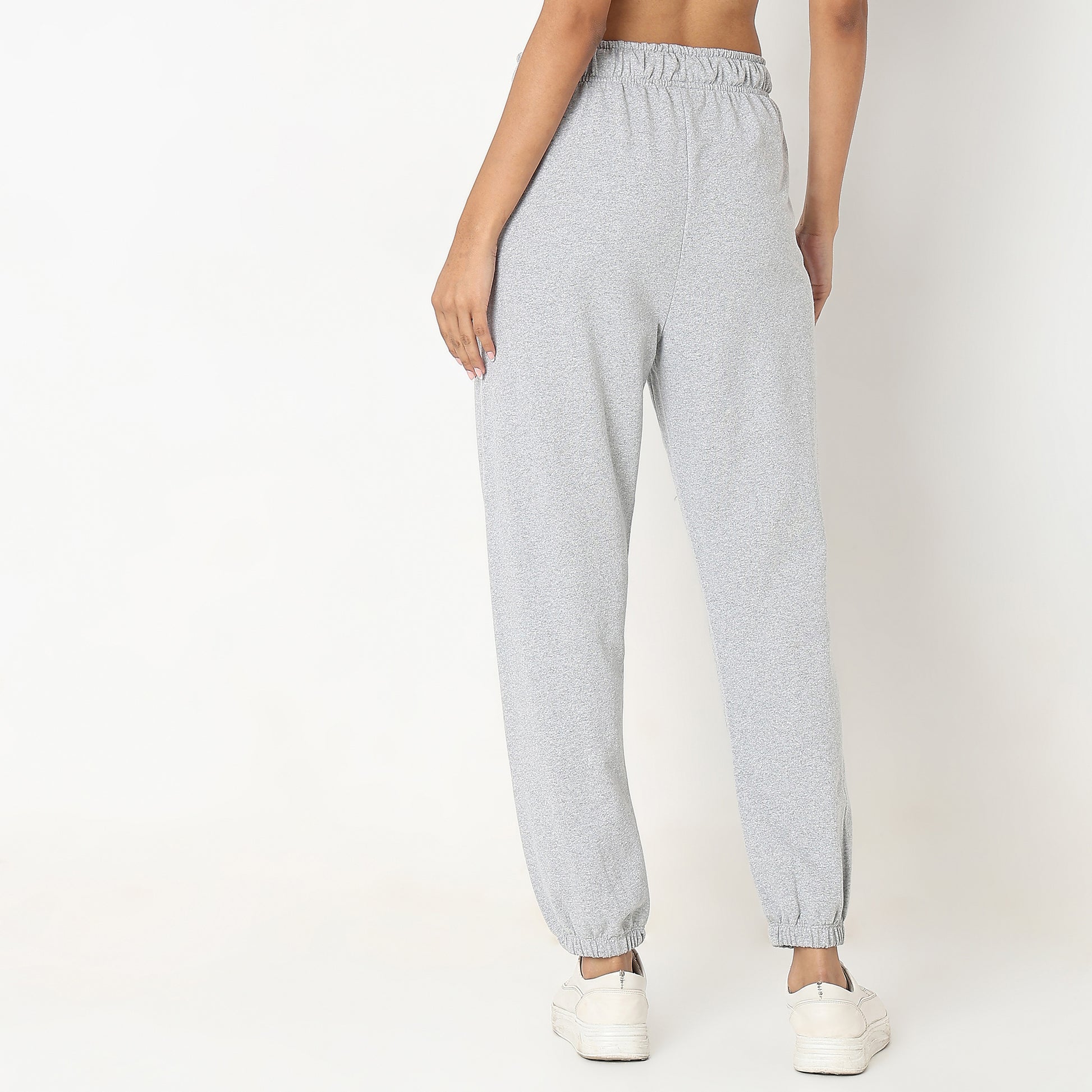 Regular Fit Solid High Rise Joggers