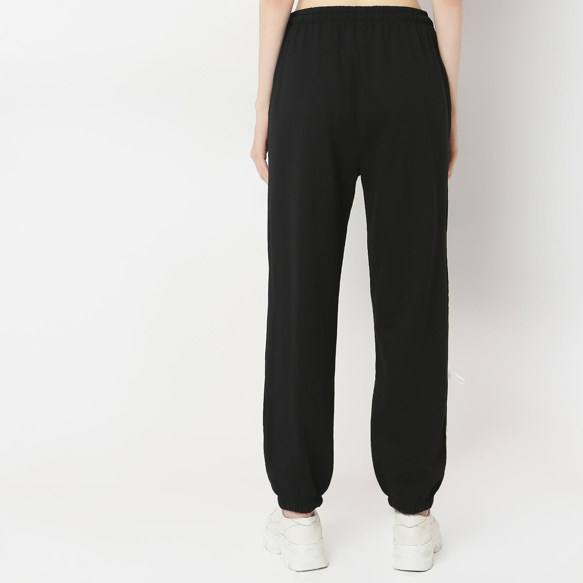 Relaxed Fit Solid High Rise Joggers