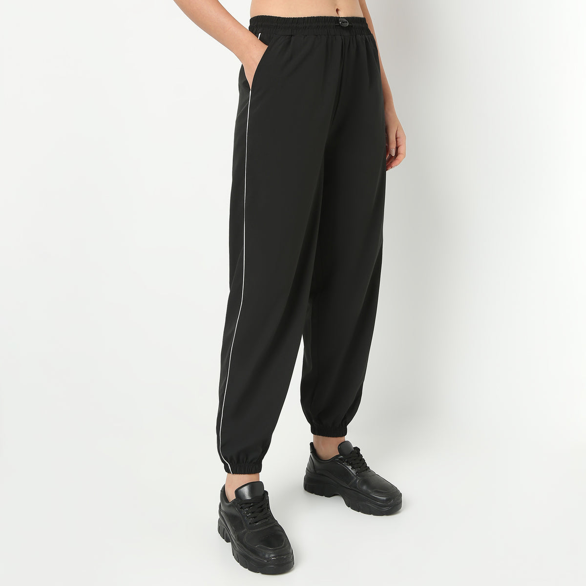 Solid Full Length Relaxed Fit Athleisure Legwear Sports Joggers