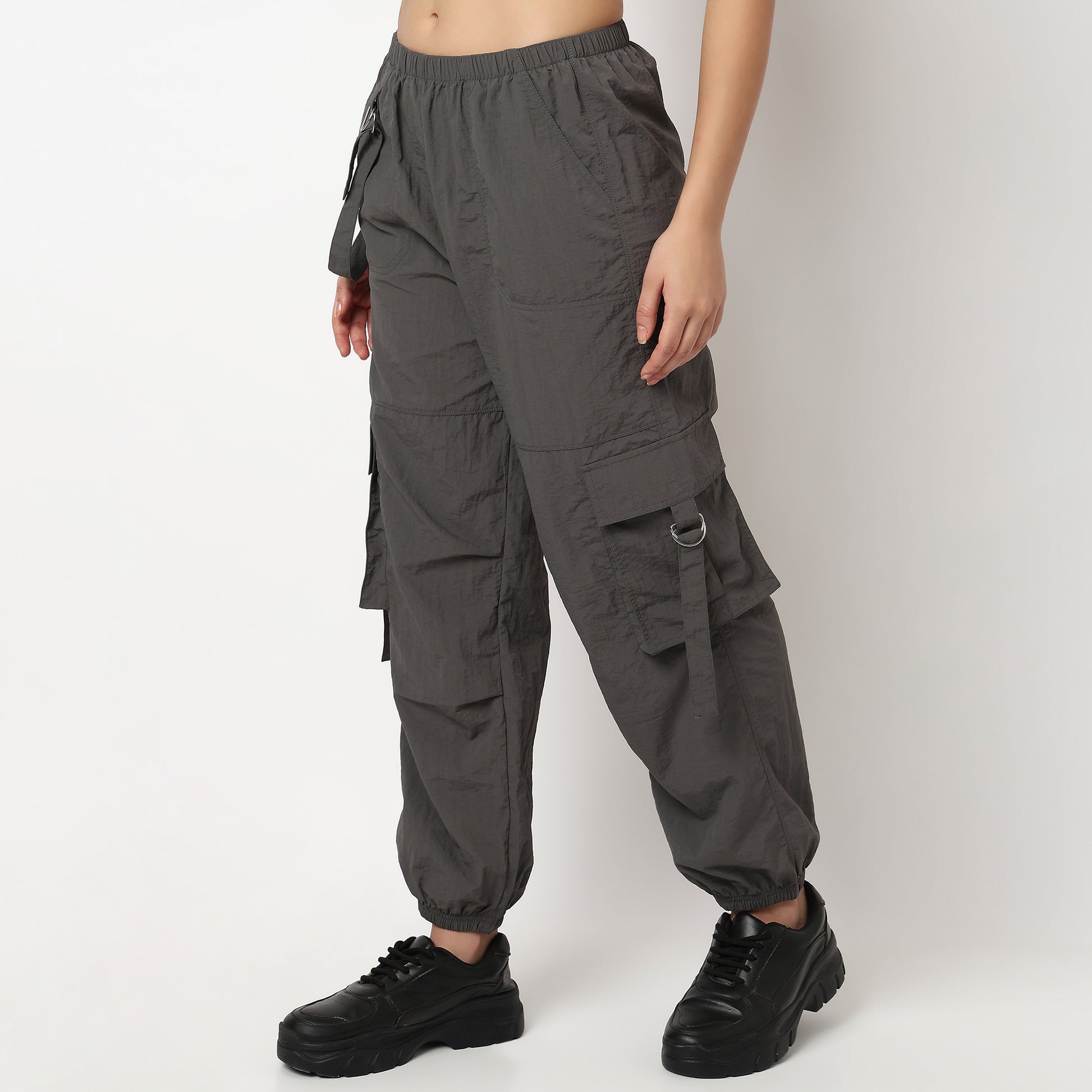 Buy Women Relaxed Fit Solid Ankle Length High Rise Joggers  - Style Union