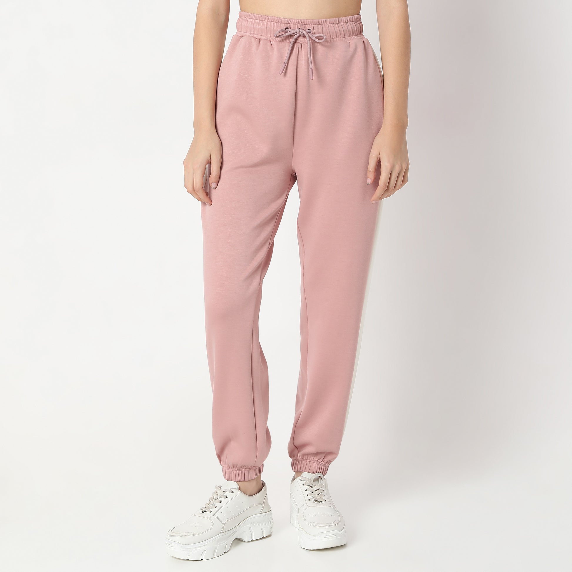 Relaxed Fit Solid High Rise Joggers