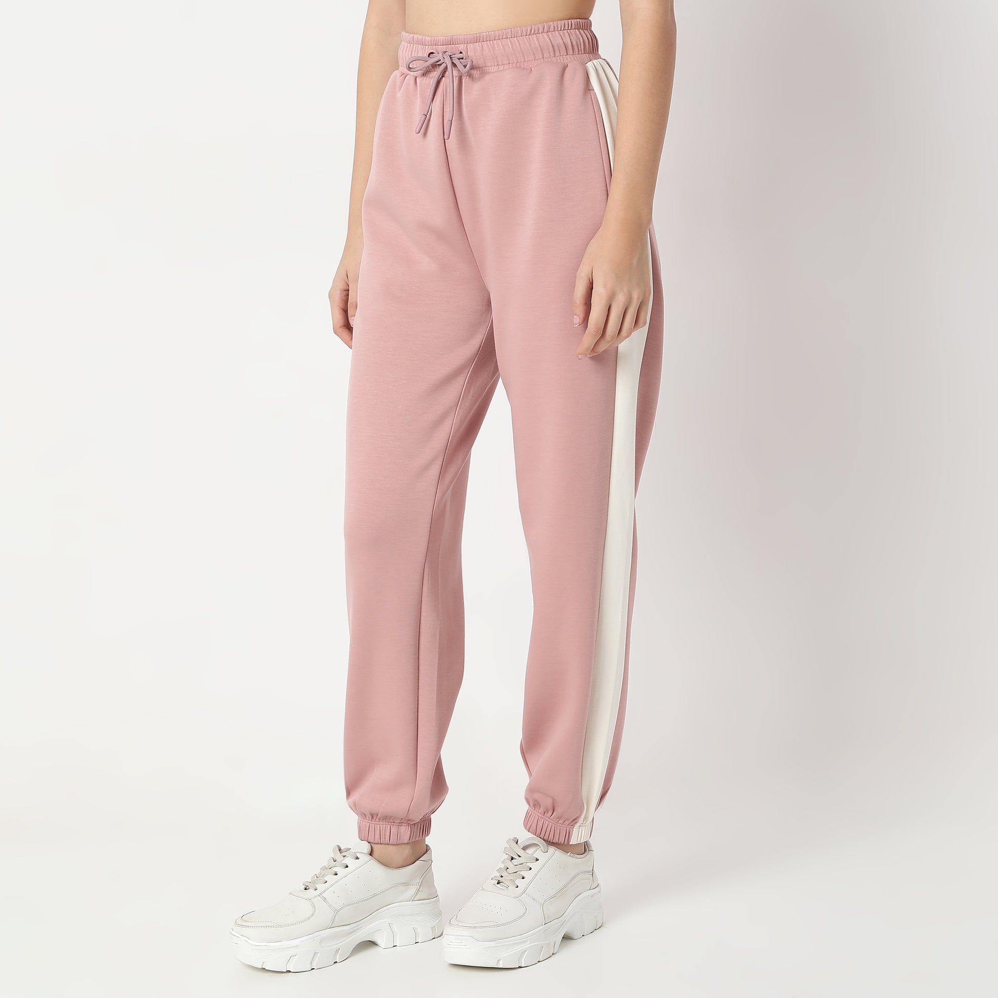 Relaxed Fit Solid High Rise Joggers