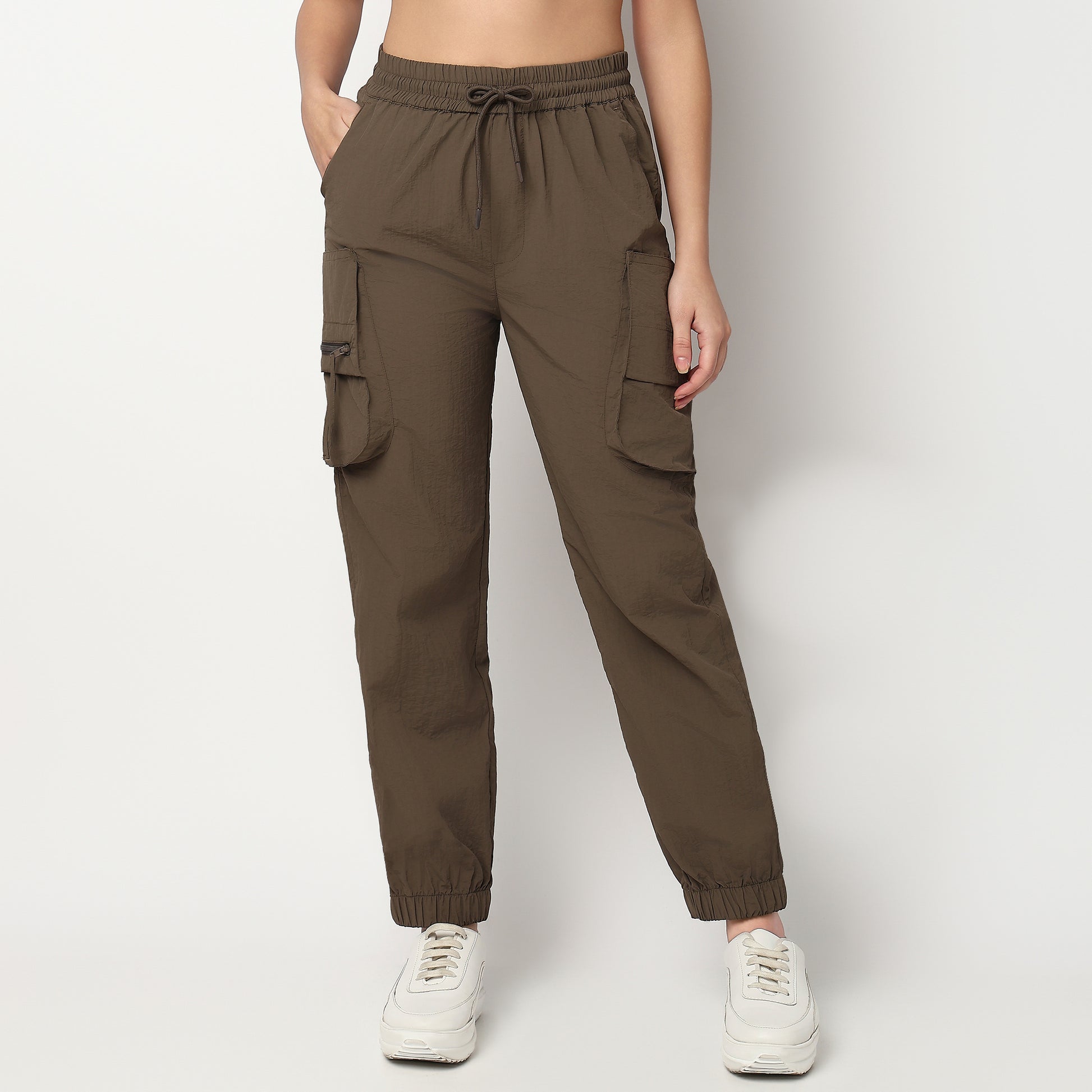 Buy Women Regular Fit Solid Full Length High Rise Joggers  - Style Union