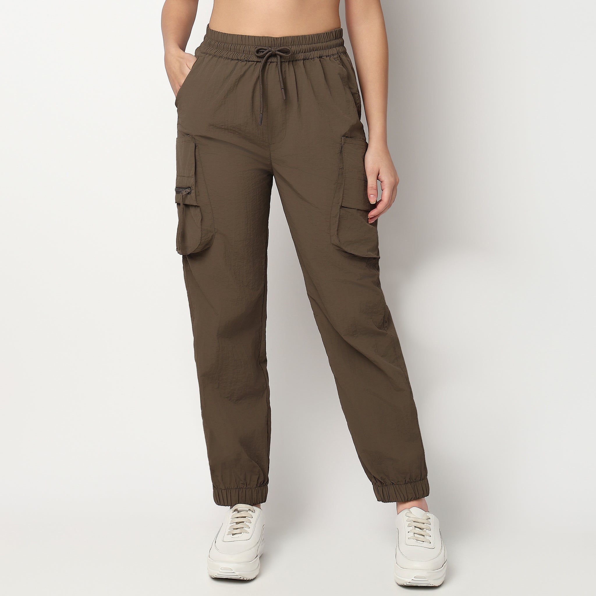 Buy Women Regular Fit Solid Full Length High Rise Joggers  - Style Union